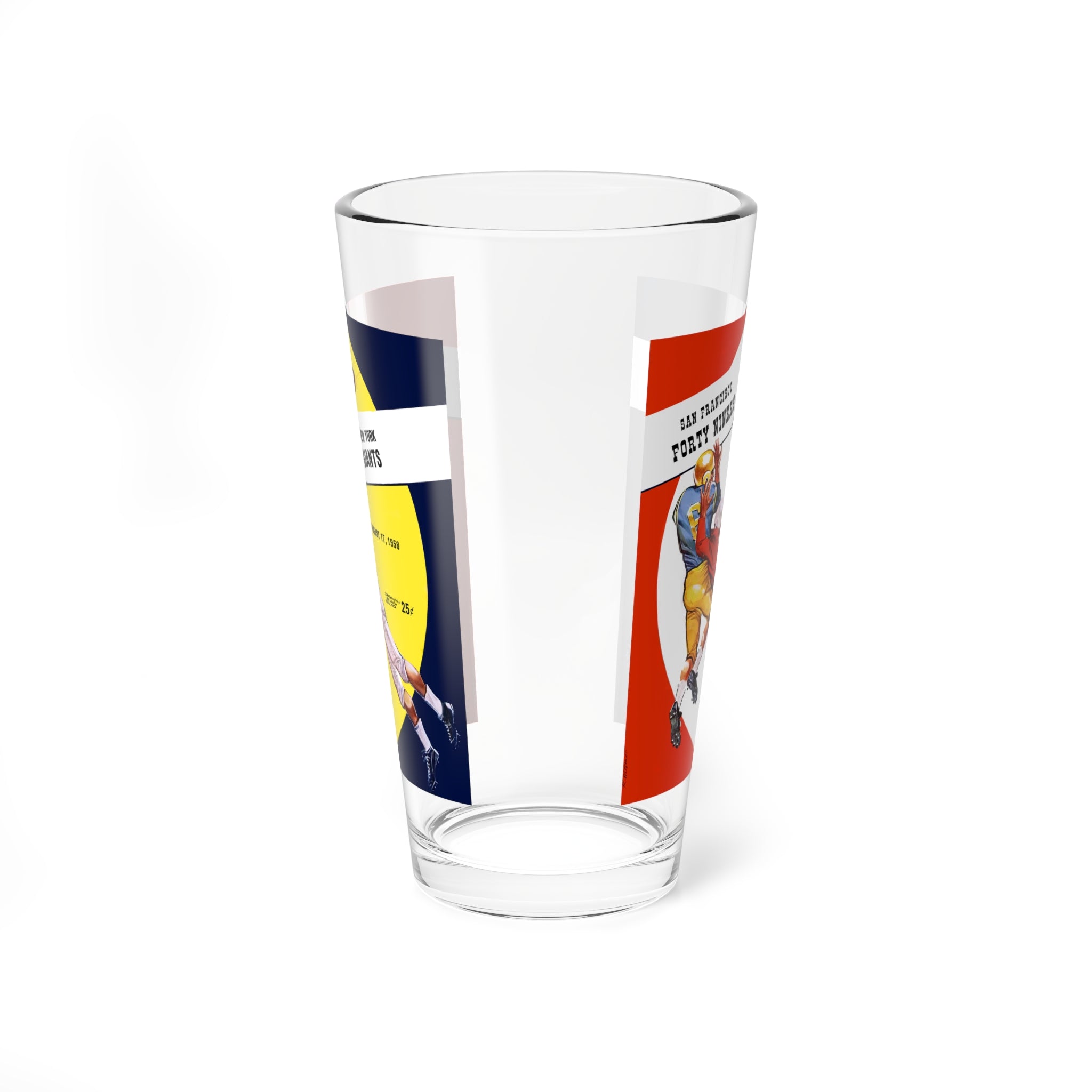 Mixing Glass, 16oz - 1958 Football New York Giants - San Francisco 49ers, Football Sports Barware, Cocktail Glass, Gift for Football Fans