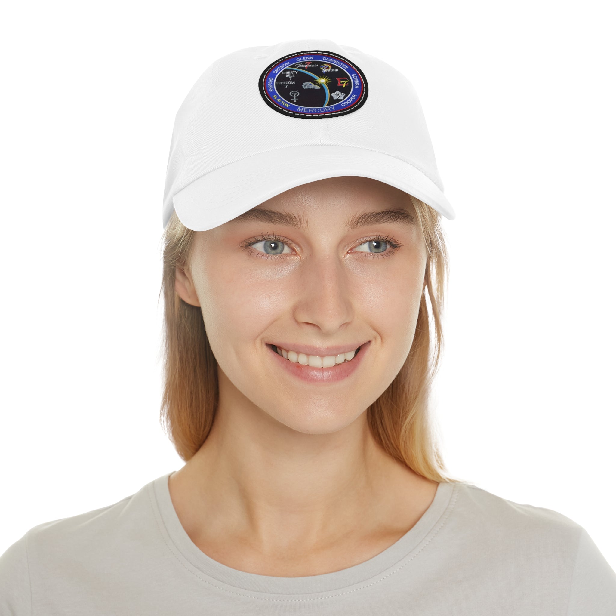 NASA Mercury Program - Flight Patch - Dad Hat with Leather Patch (Round)