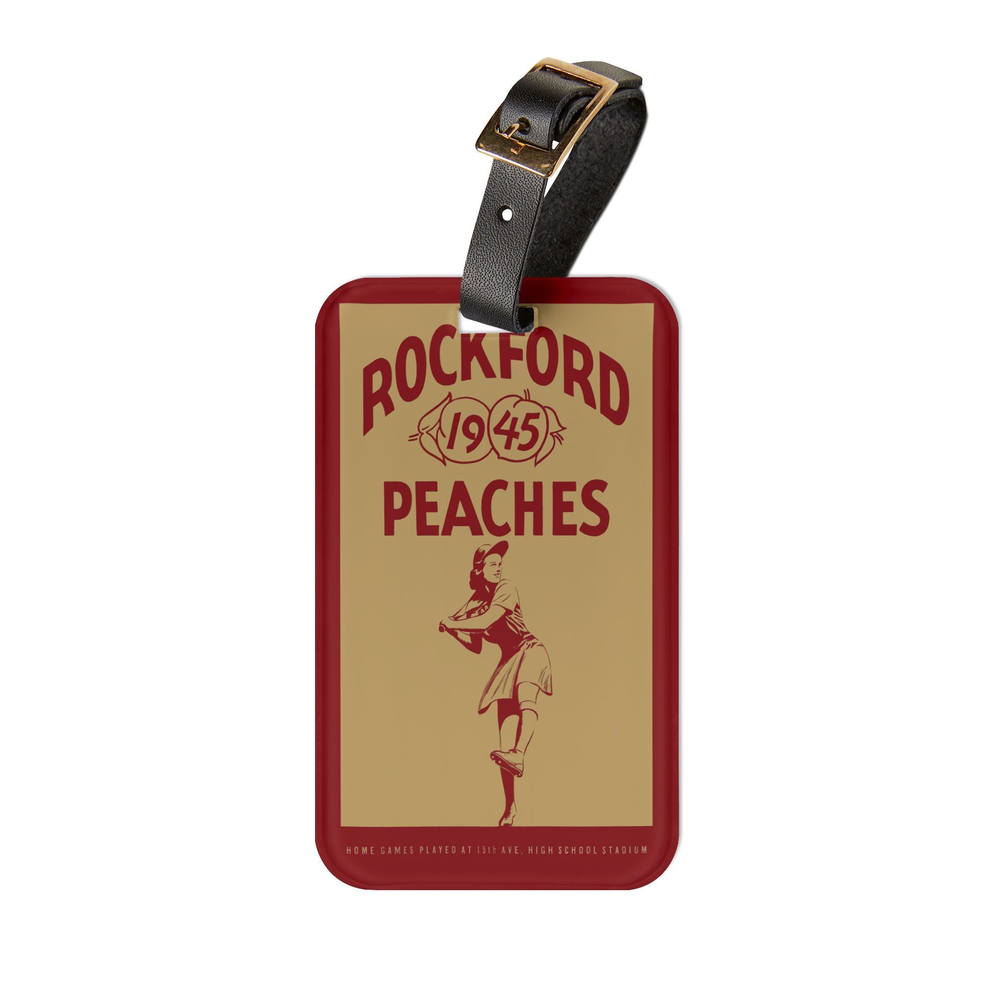 1945 Rockford Peaches Baseball Luggage Tag | Vintage Baseball