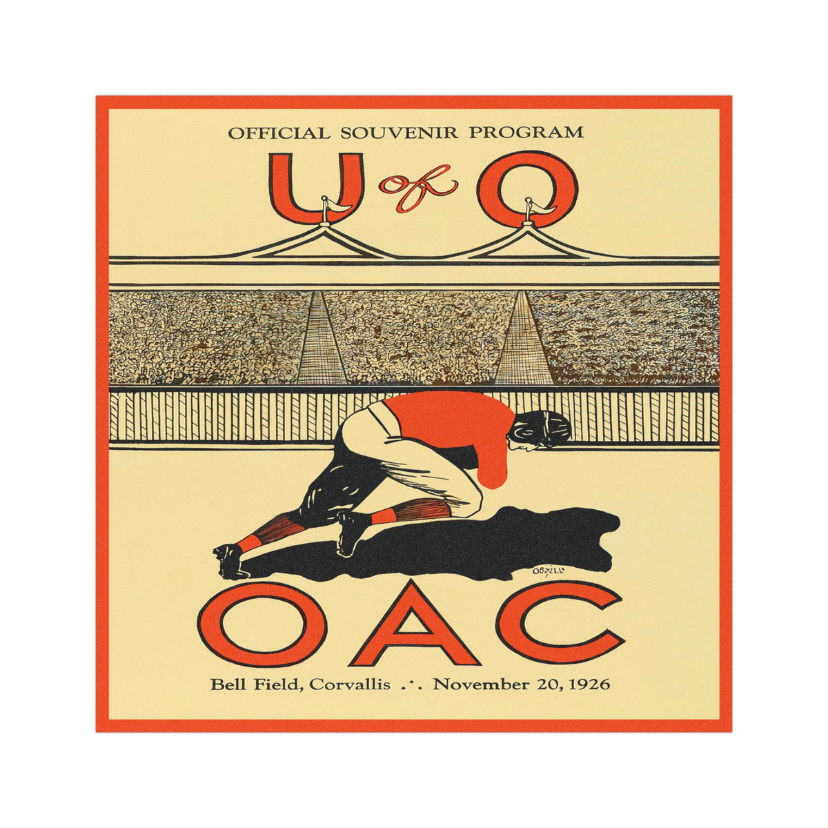 1926 Vintage Football Oregon State (OAC) - Oregon Program Car Magnet
