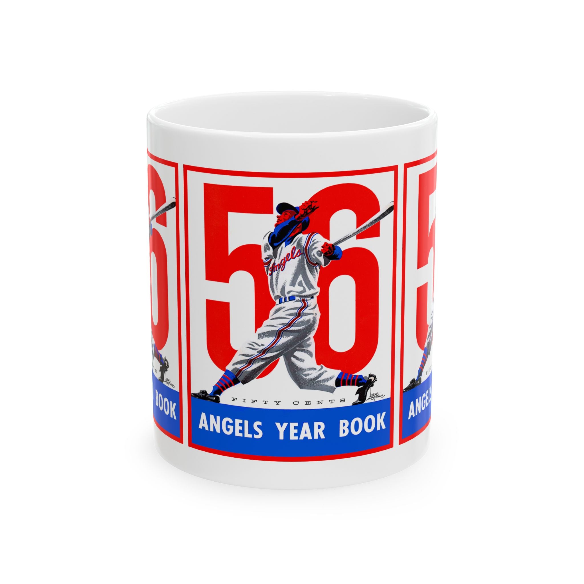 Vintage 1956 Baseball Los Angeles Angels Ceramic Mug, Gift for Baseball Fans, Sports Memorabilia, Collectible Cup, Beverage Holder