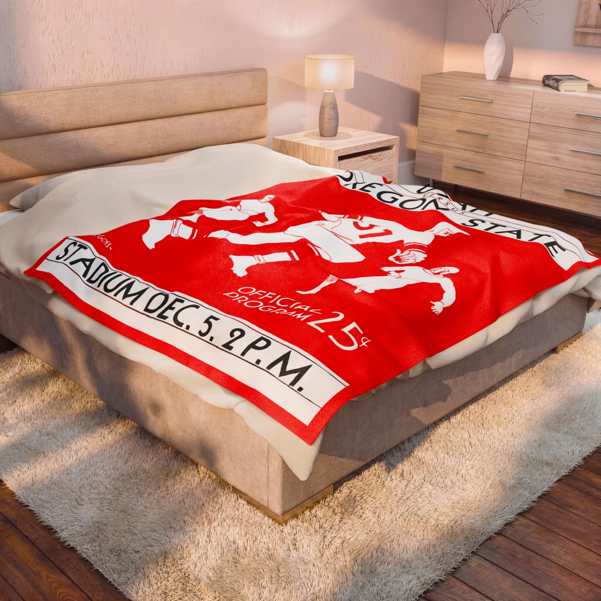 Velveteen Plush Blanket - 1931 Utah Oregon State Football Program, Cozy Blanket, Gift for Sports Fans, Home Decor, Game Day Throw, Unique