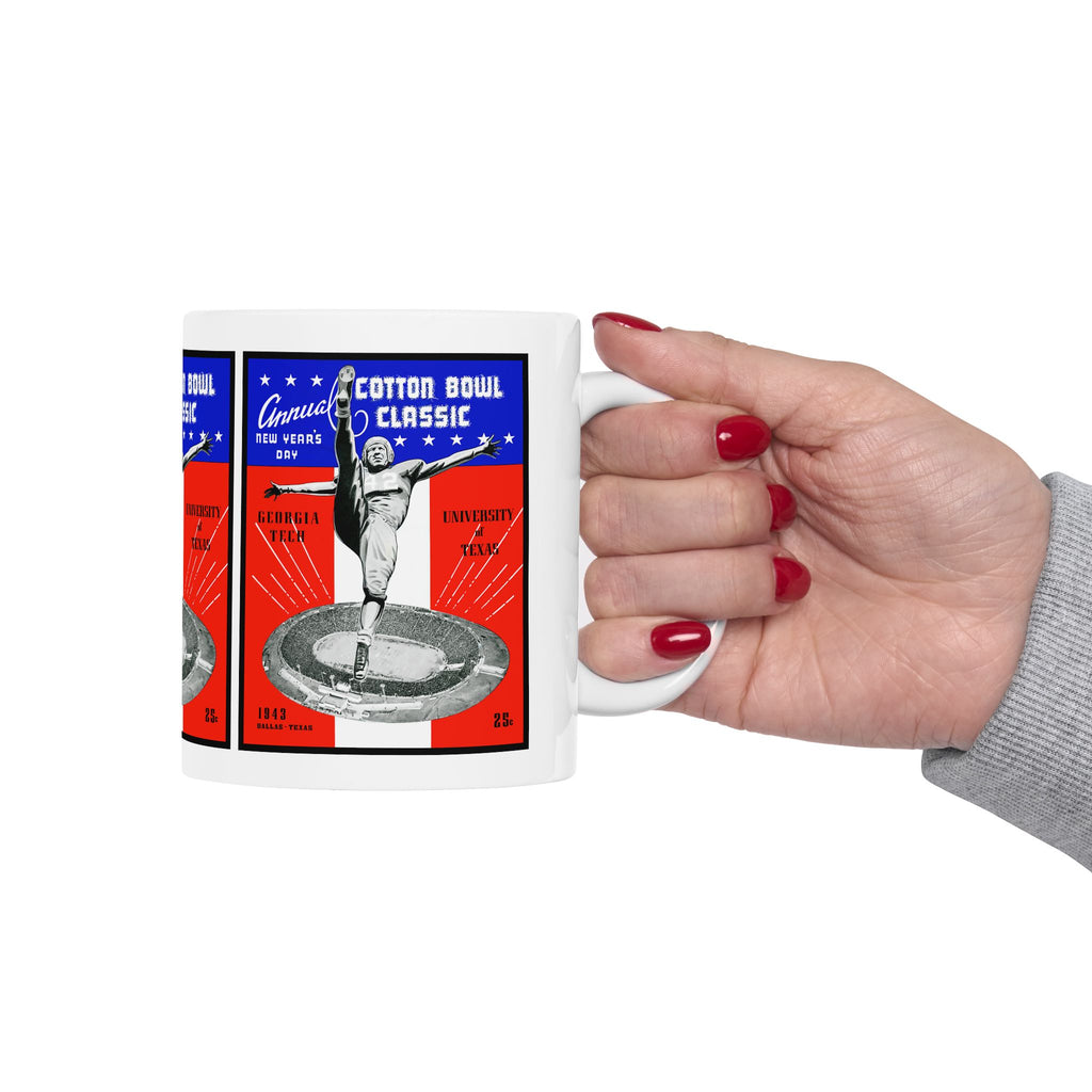 1943 Cotton Bowl Ceramic Mug — Texas vs. Georgia Tech Football Collector 11oz and 15oz