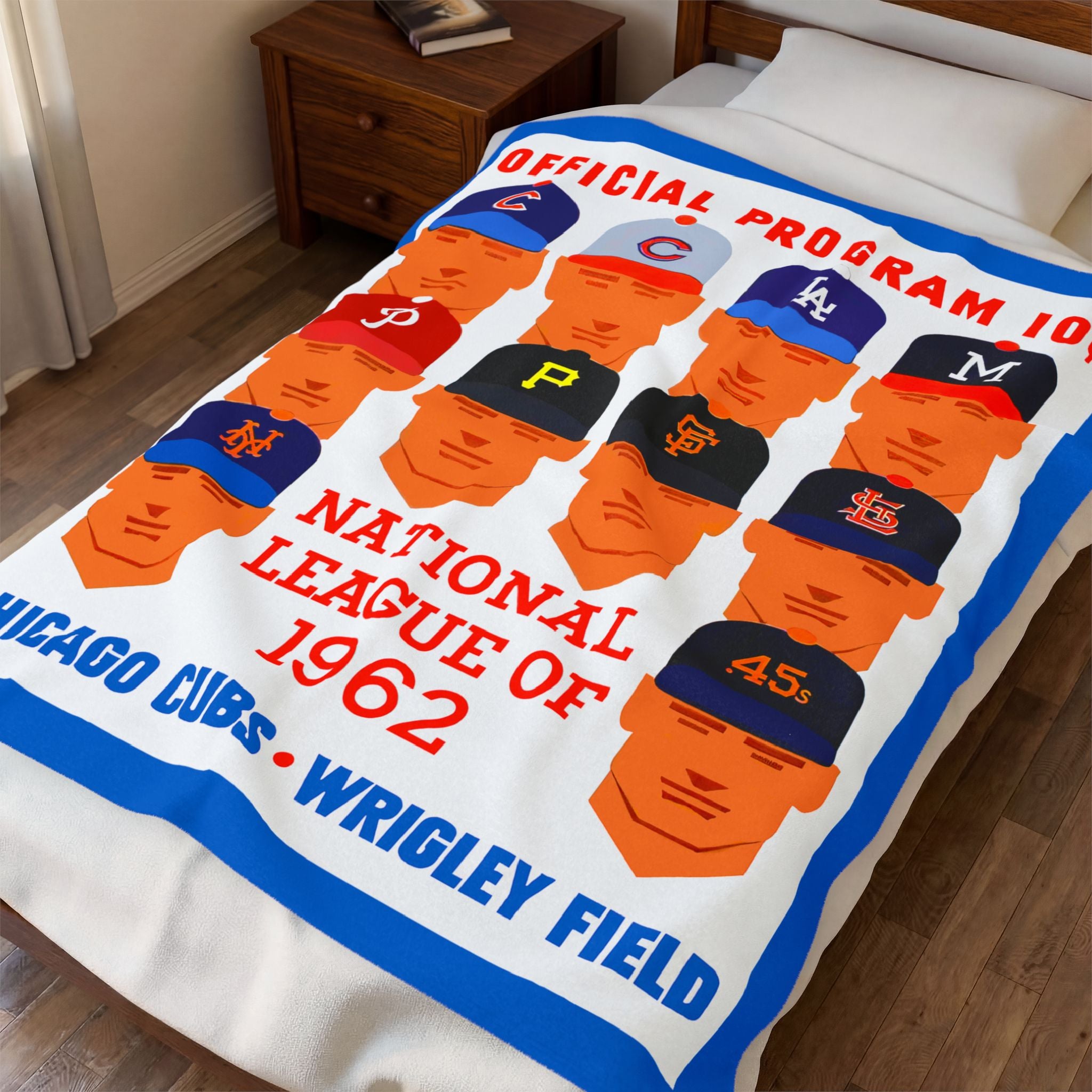 Plush Blanket, 1962 Vintage Cubs Baseball Program - National League, Retro Throw for Baseball Fans, Cozy Bedspread, Warm Fleece Blanket,
