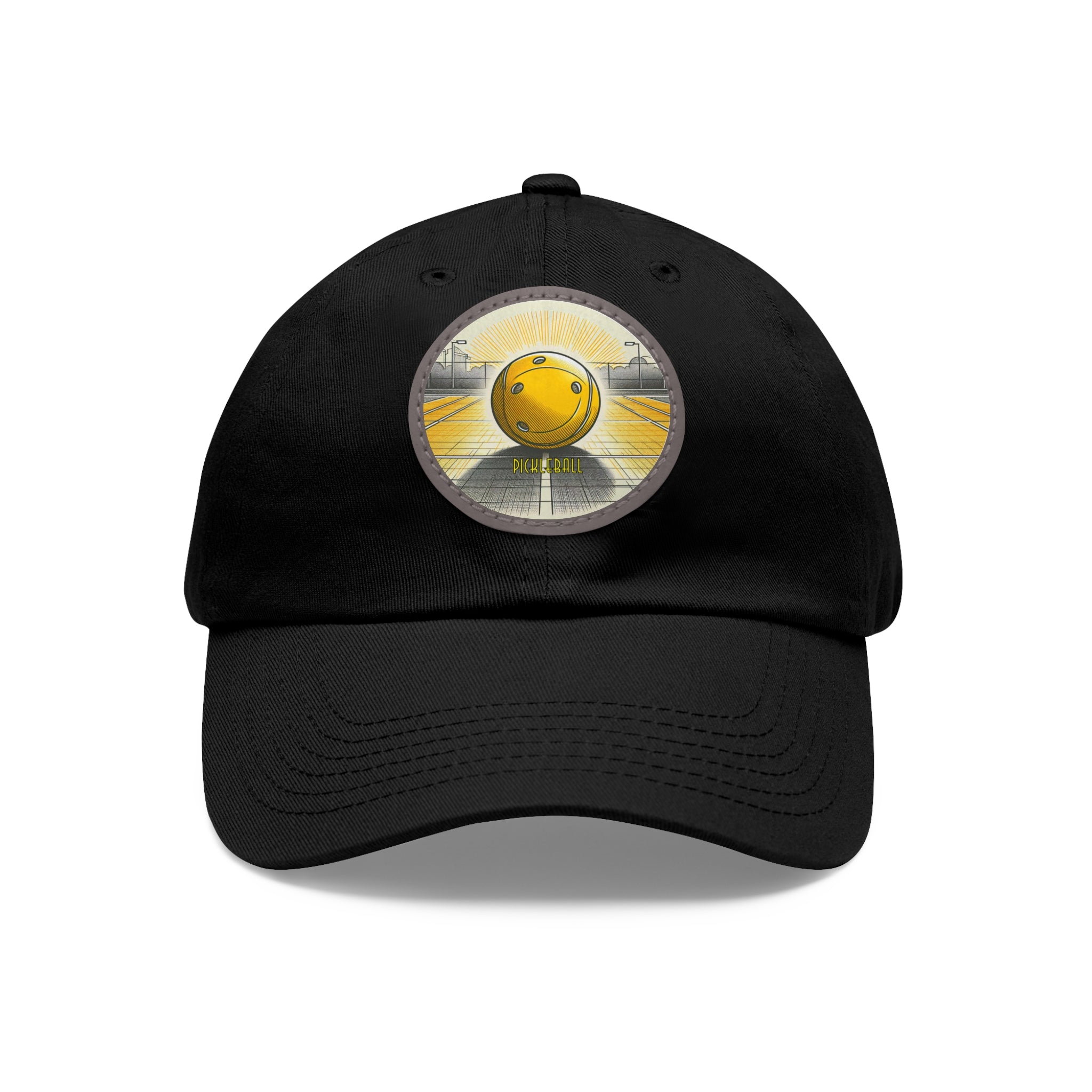 Pickleball - Dad Hat with Leather Patch (Round)