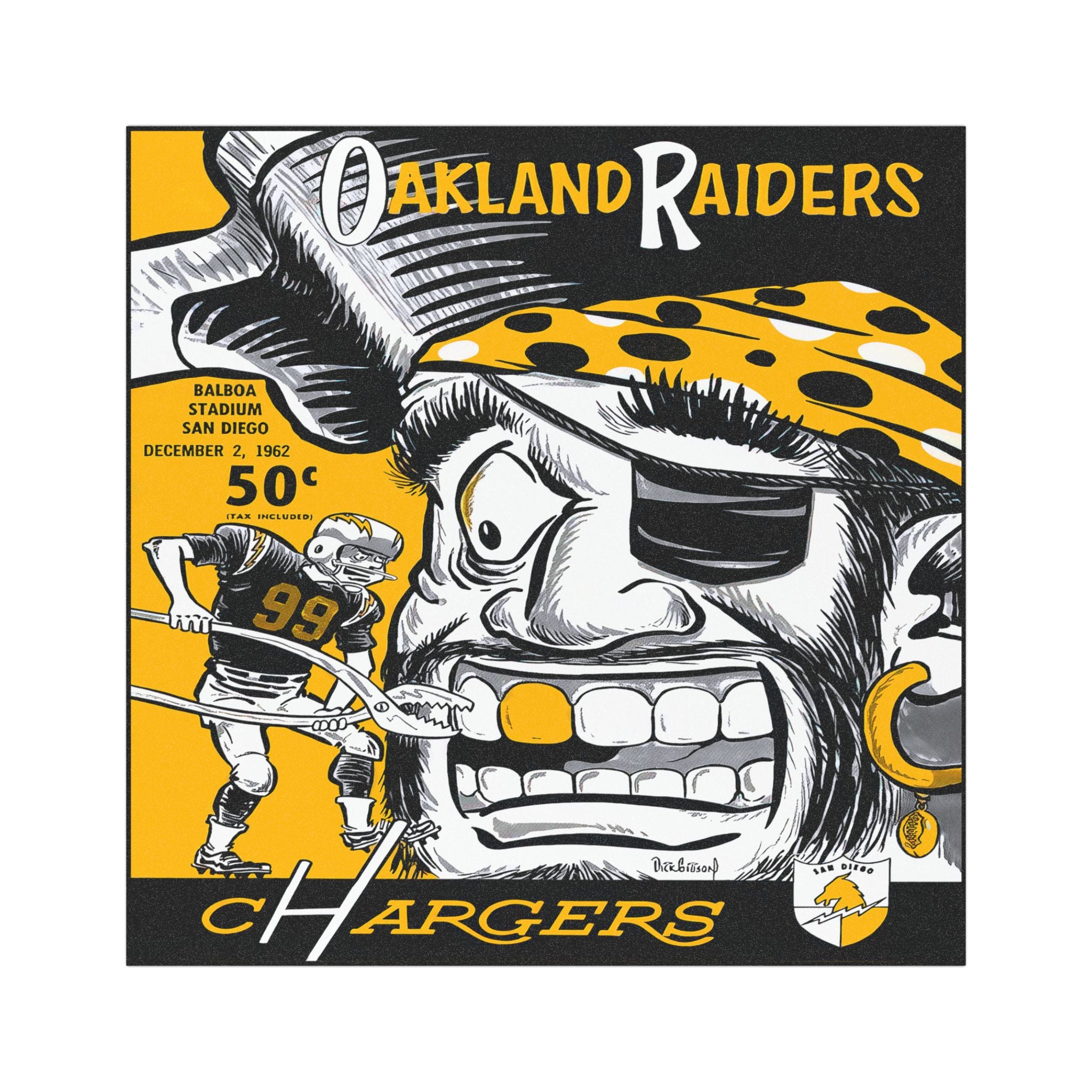 1962 Oakland vs San Diego Football Car Magnet — Vintage Game Day Decal