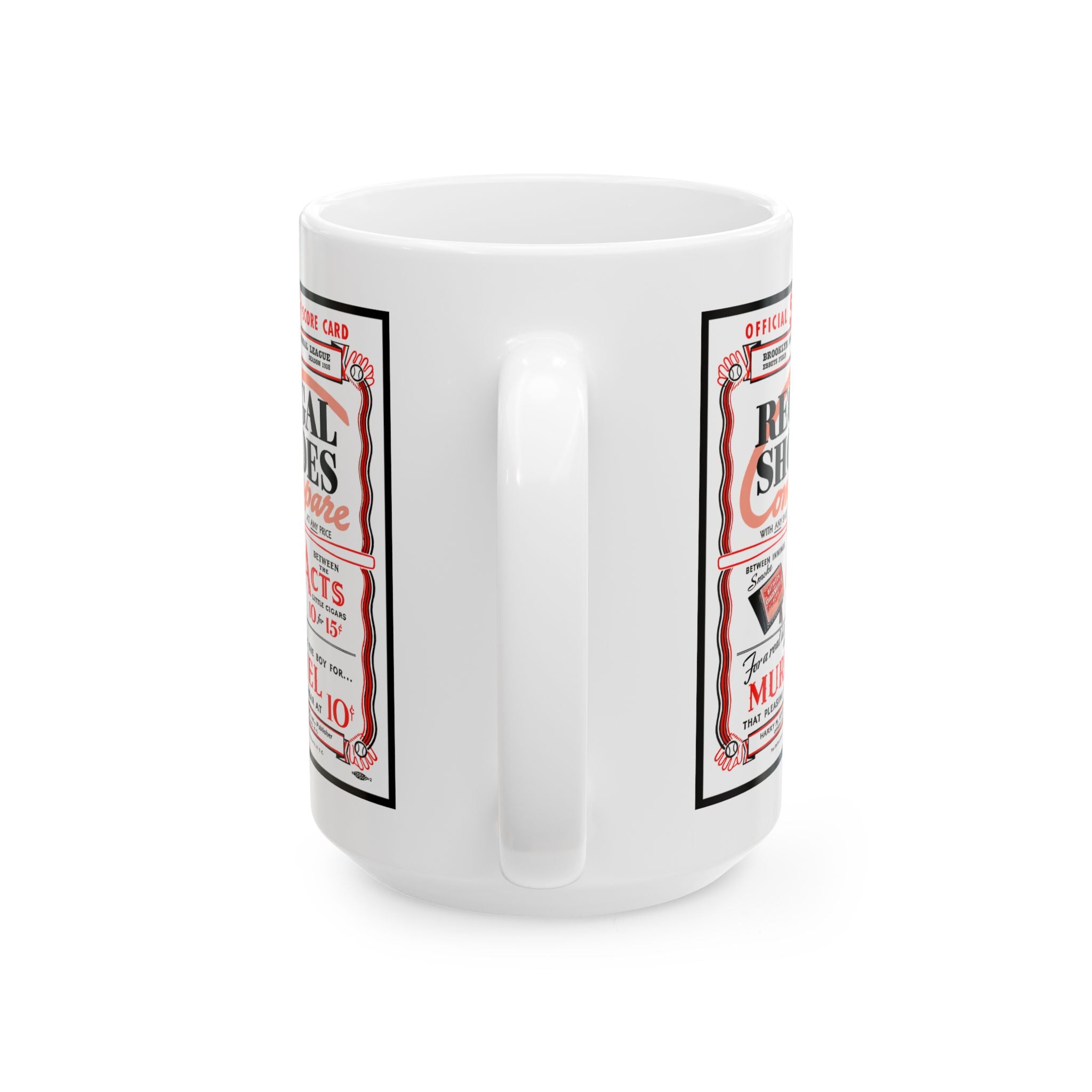 Vintage 1938 Brooklyn Dodgers Program Cover - Regal Shoes Ceramic Mug (11oz, 15oz) - Coffee Cup