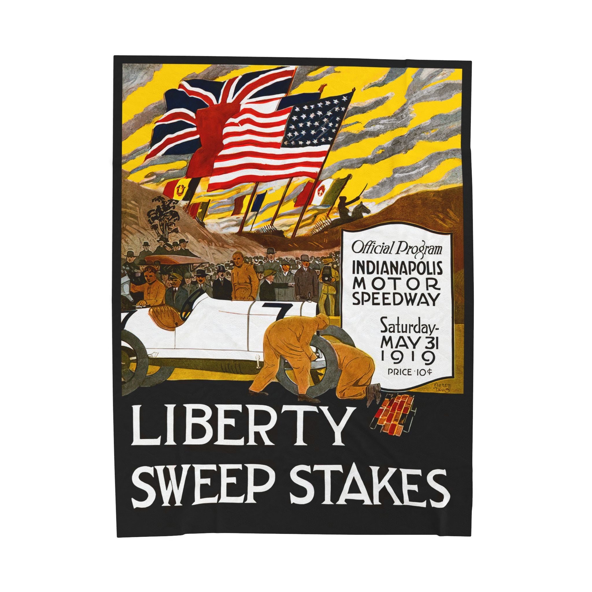 Velveteen Plush Blanket, 1919 Indianapolis 500 Racing, Racing Throw Blanket, Gift for Racing Fans, Cozy Racing Blanket, Home Decor Blanket,
