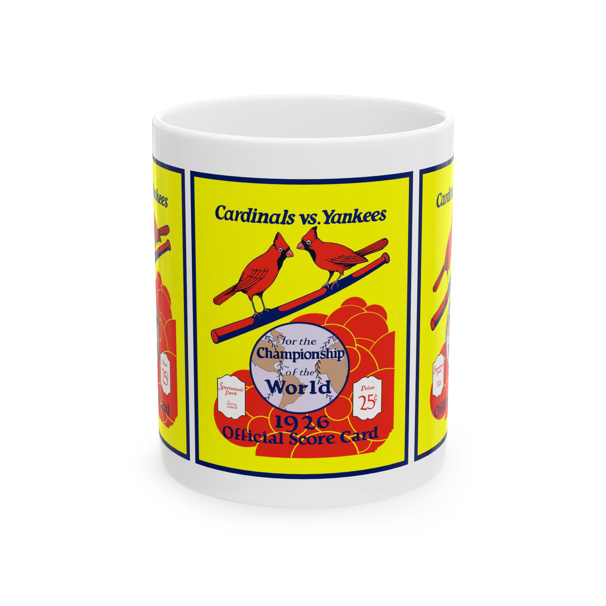 Baseball Scorecard Mug — 1926 Cardinals vs. Yankees Vintage Baseball World Series (11oz/15oz)