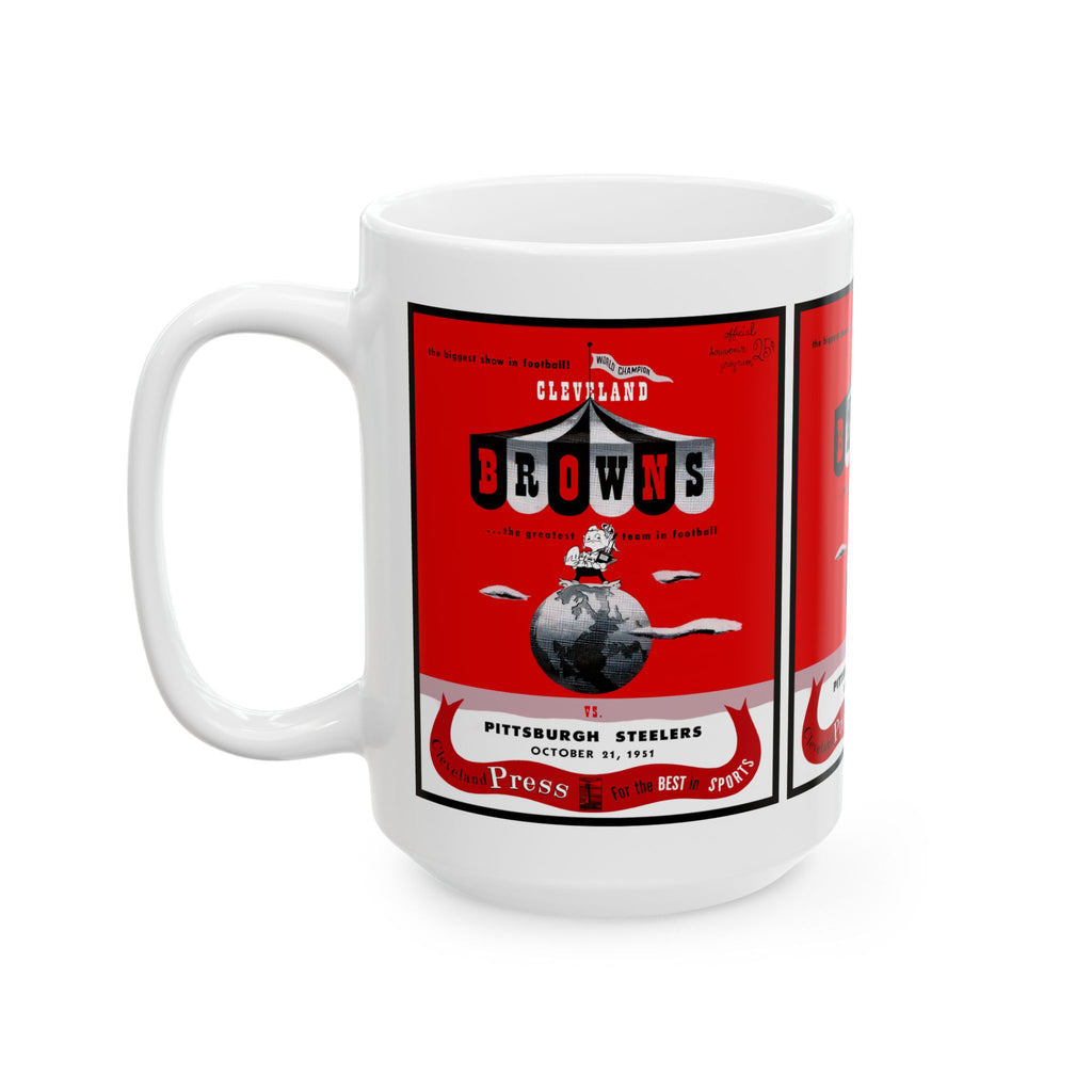 Vintage 1951 Football Browns-Steelers Program Ceramic Mug, Retro Sports Fan Gift, Football Memorabilia Cup, Football Collectible Merchandise