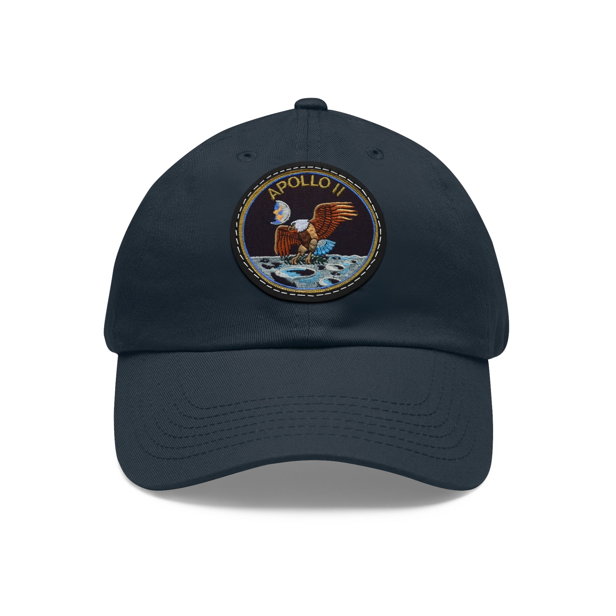 NASA Apollo 11 - Flight Patch - Dad Hat with Leather Patch (Round)