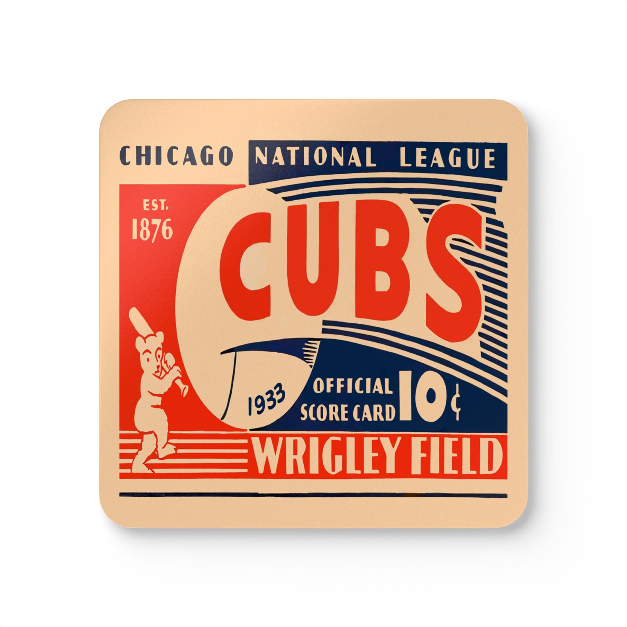 1933 Vintage Chicago Cubs Baseball - Corkwood Coaster Set