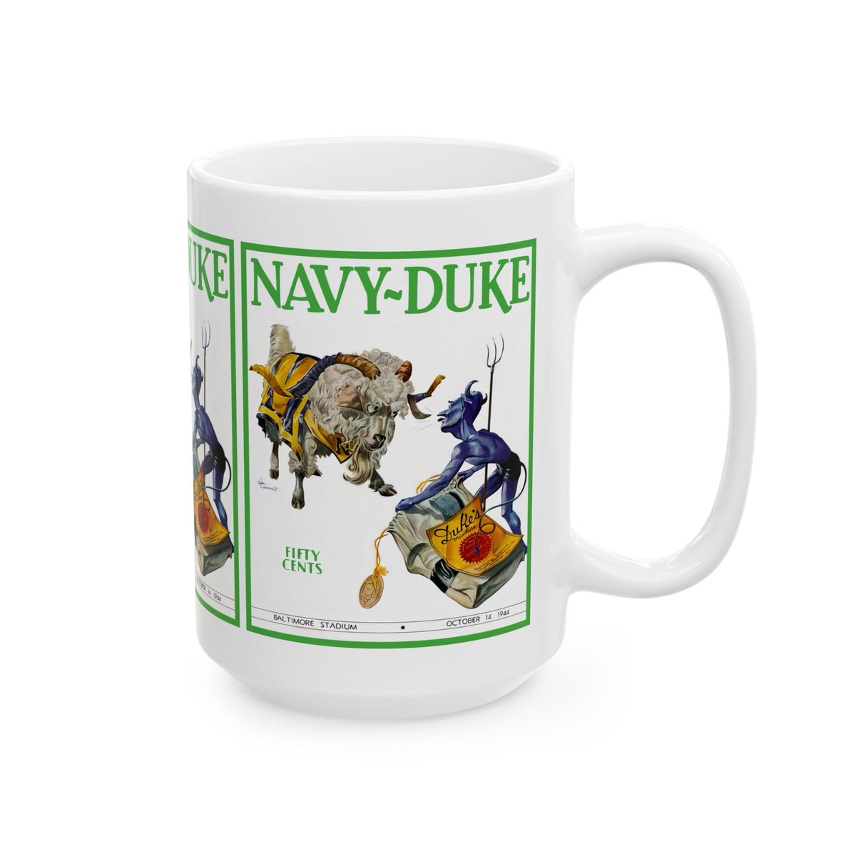 Vintage 1944 Football Duke-Navy Ceramic Mug, Sports Fan Gift, Retro College Football Cup, Unique Father's Day Present, Coffee Mug for Him,