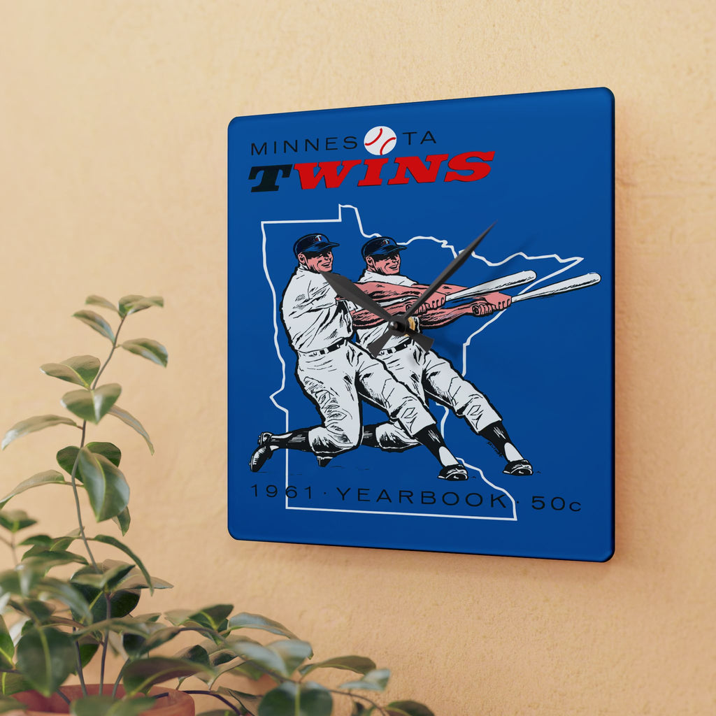1961 Vintage Minnesota Twins Baseball Yearbook Cover - Acrylic Wall Clock
