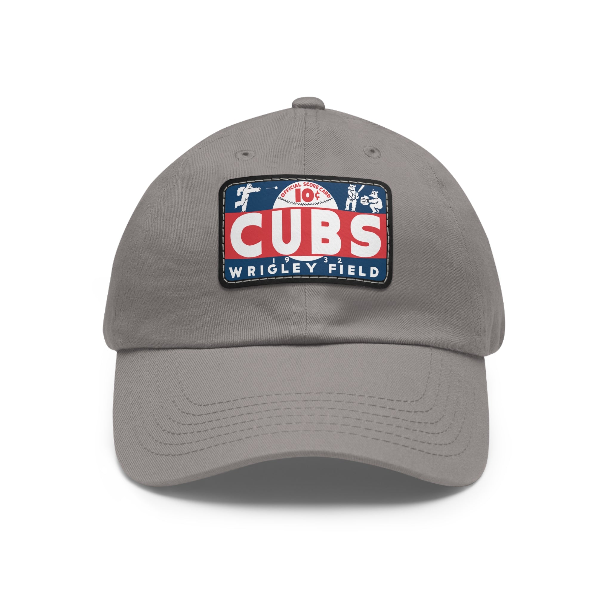 1932 Vintage Chicago Cubs Wrigley Field Scorecard Cover - Dad Hat with Leather Patch (Rectangle)