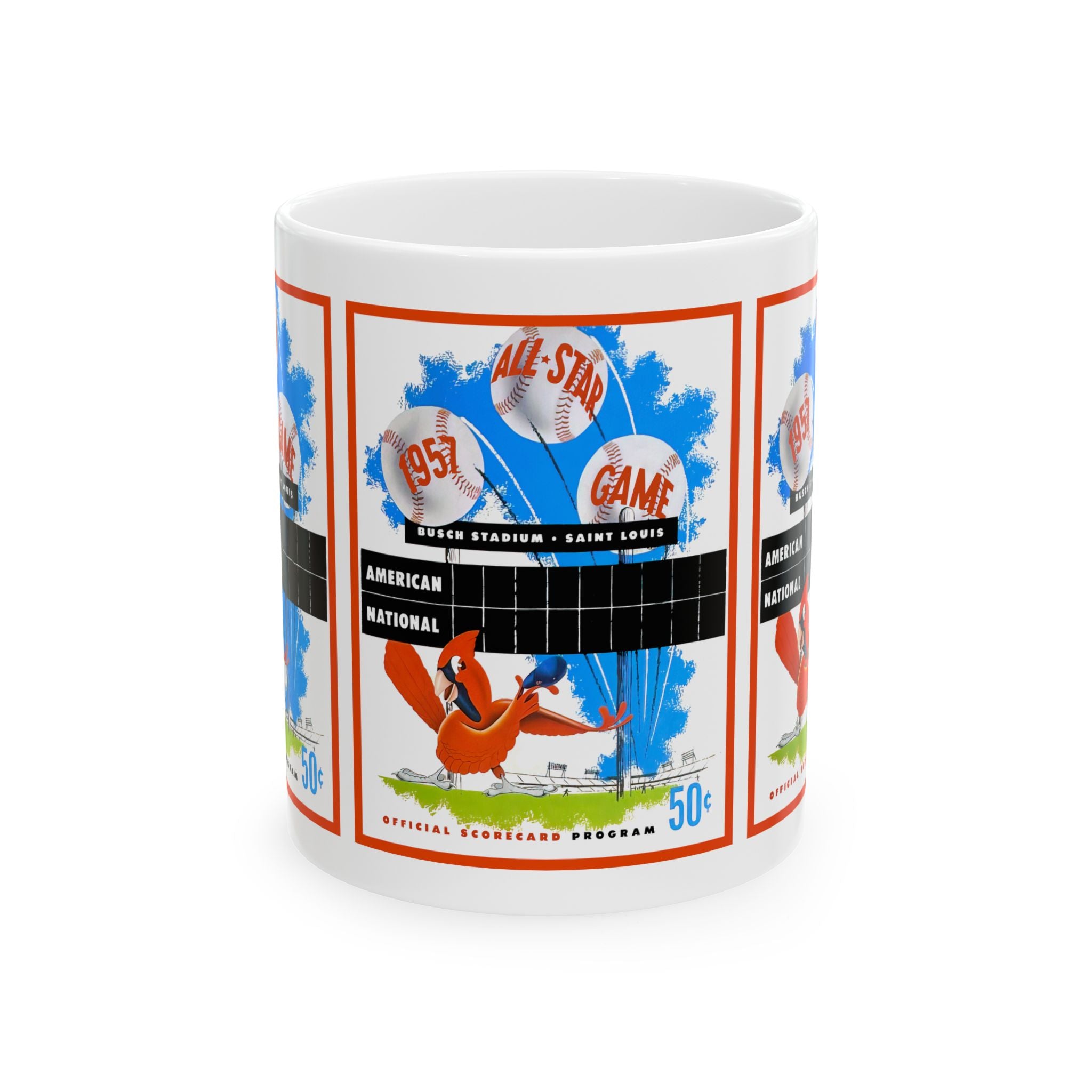 1957 Vintage St Louis Cardinals - All-Star Baseball Game Program Cover  - Ceramic Mug, 11oz