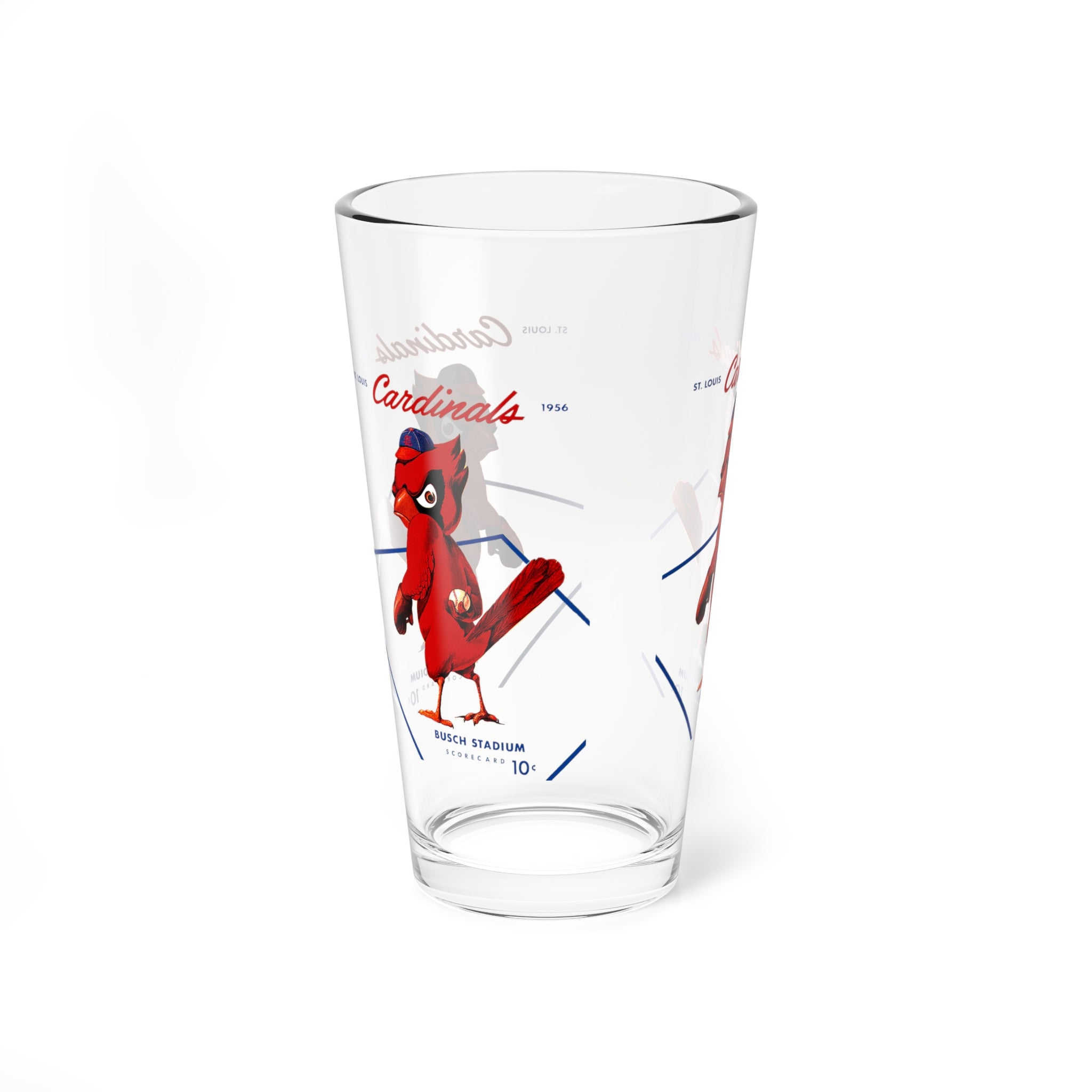 1956 Vintage Cardinals Scorecard Cover  -  Pint Glass, 16oz