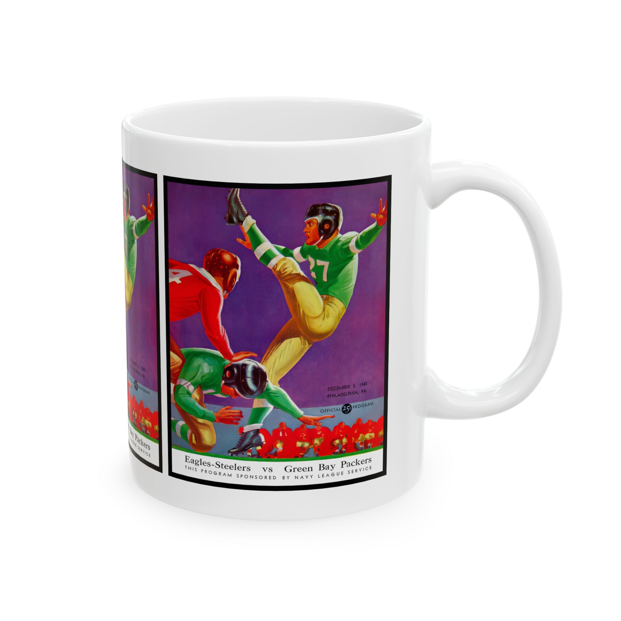 1943 (Steeagles) Eagles-Steelers  vs Green Bay Ceramic Mug — Retro  Football Design (11oz, 15oz)
