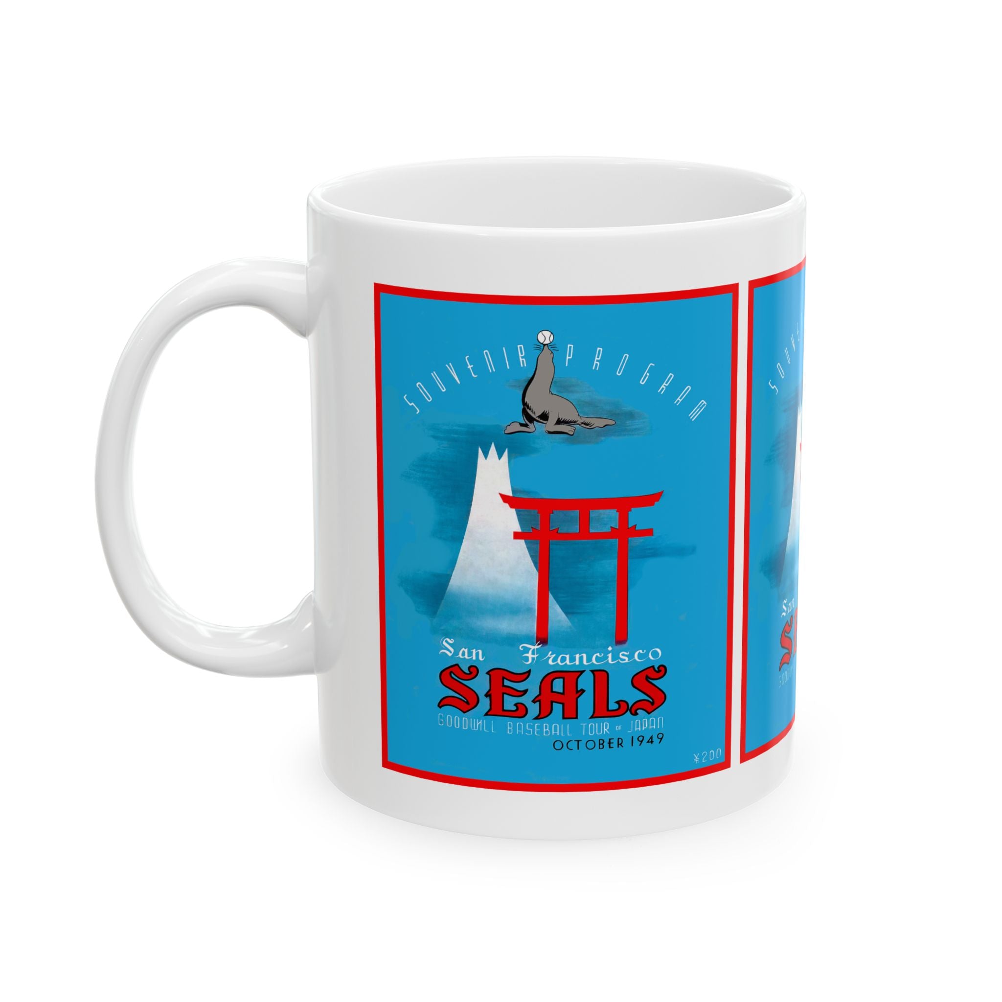 Ceramic Mug, 1949 Baseball San Francisco Seals Japan Tour, Vintage Sports Lover Gift, Baseball Fan Mug, Coffee Cup, Gift for Him, Retro