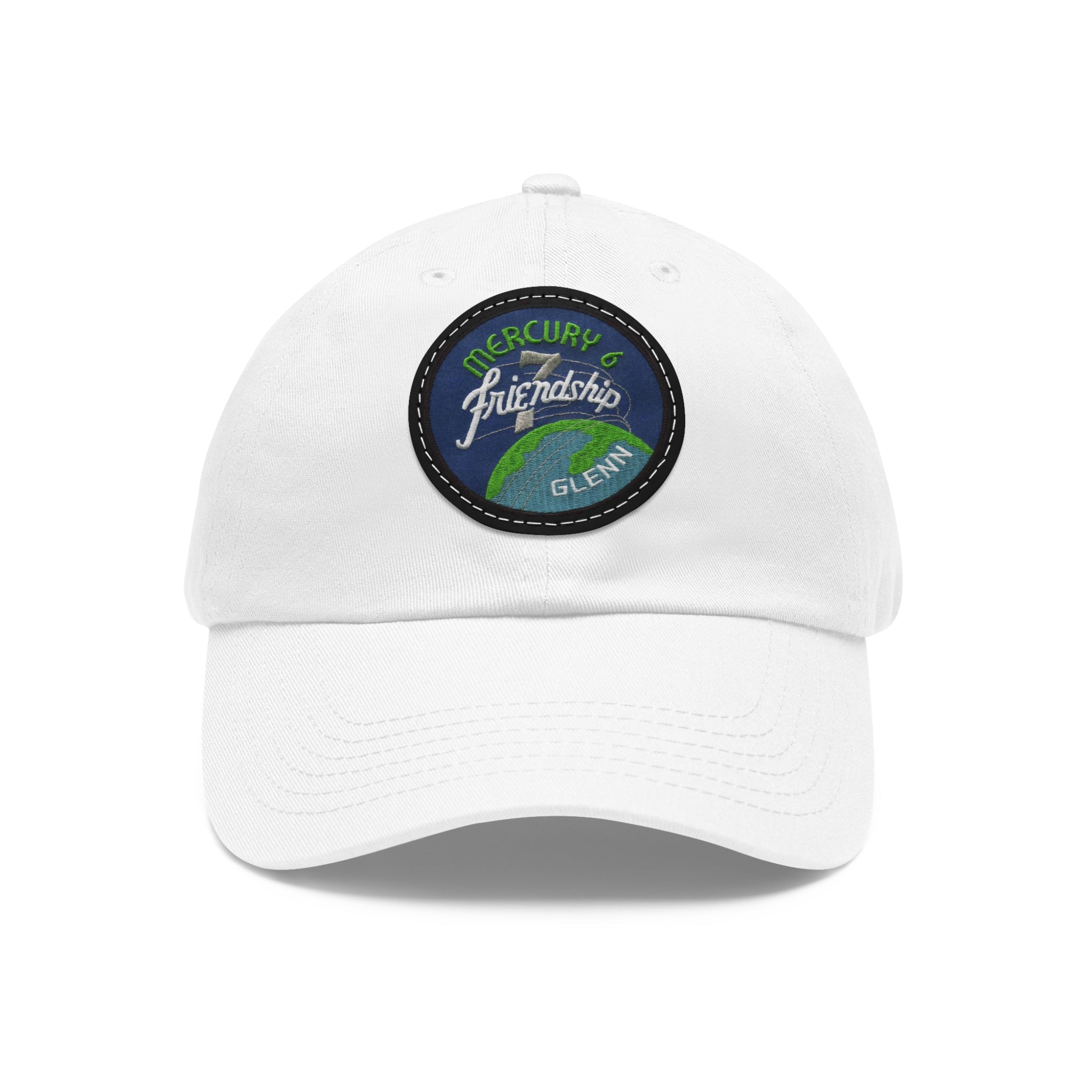 NASA - Mercury 6 - Friendship 7 Flight Patch - Dad Hat with Leather Patch (Round)