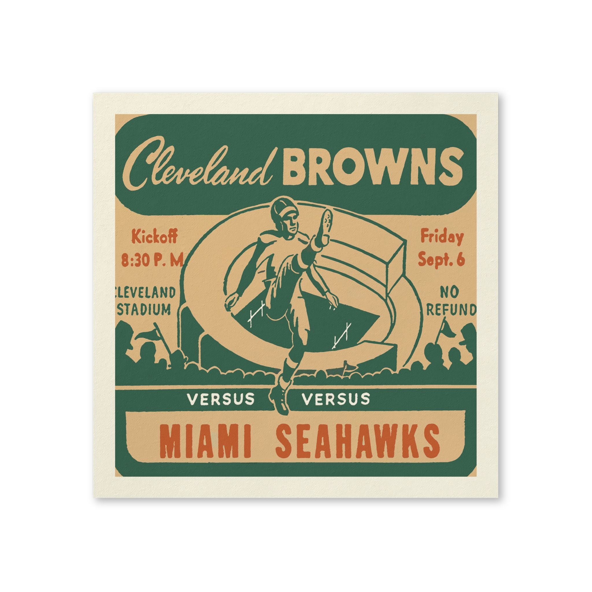 Retro Football Game Napkins - 1946 AAFC Cleveland Browns vs. Miami Seahawks 50 Count