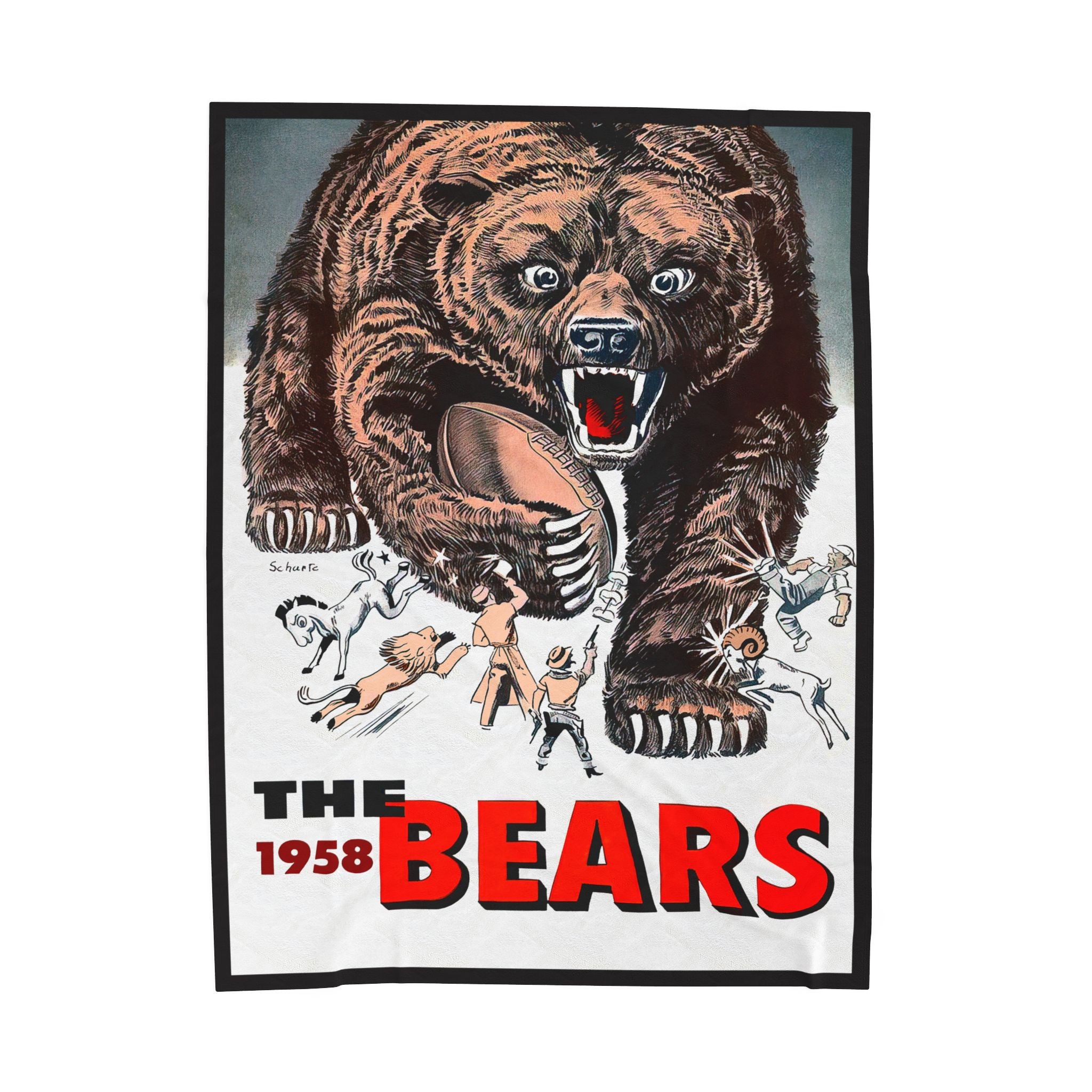 Velveteen Plush Blanket - 1958 Football Chicago Bears Yearbook, Throw Blanket, Bedding, Home Decor, Sports Fan Gift, Cozy Blanket