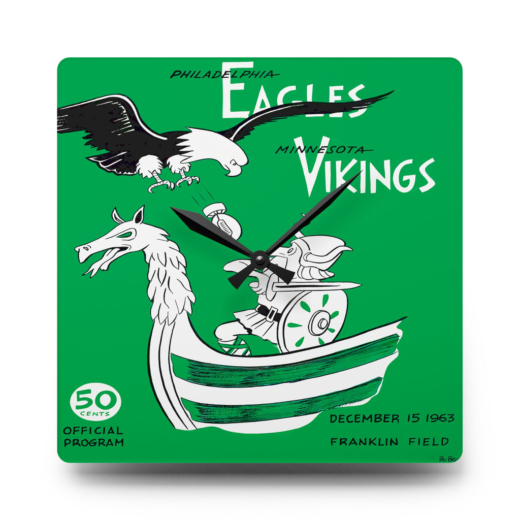 Football Acrylic Wall Clock, Minnesota Vikings Philadelphia Eagles Fan Art, Sports Room Decor, Unique Game Day Gift, Football Team