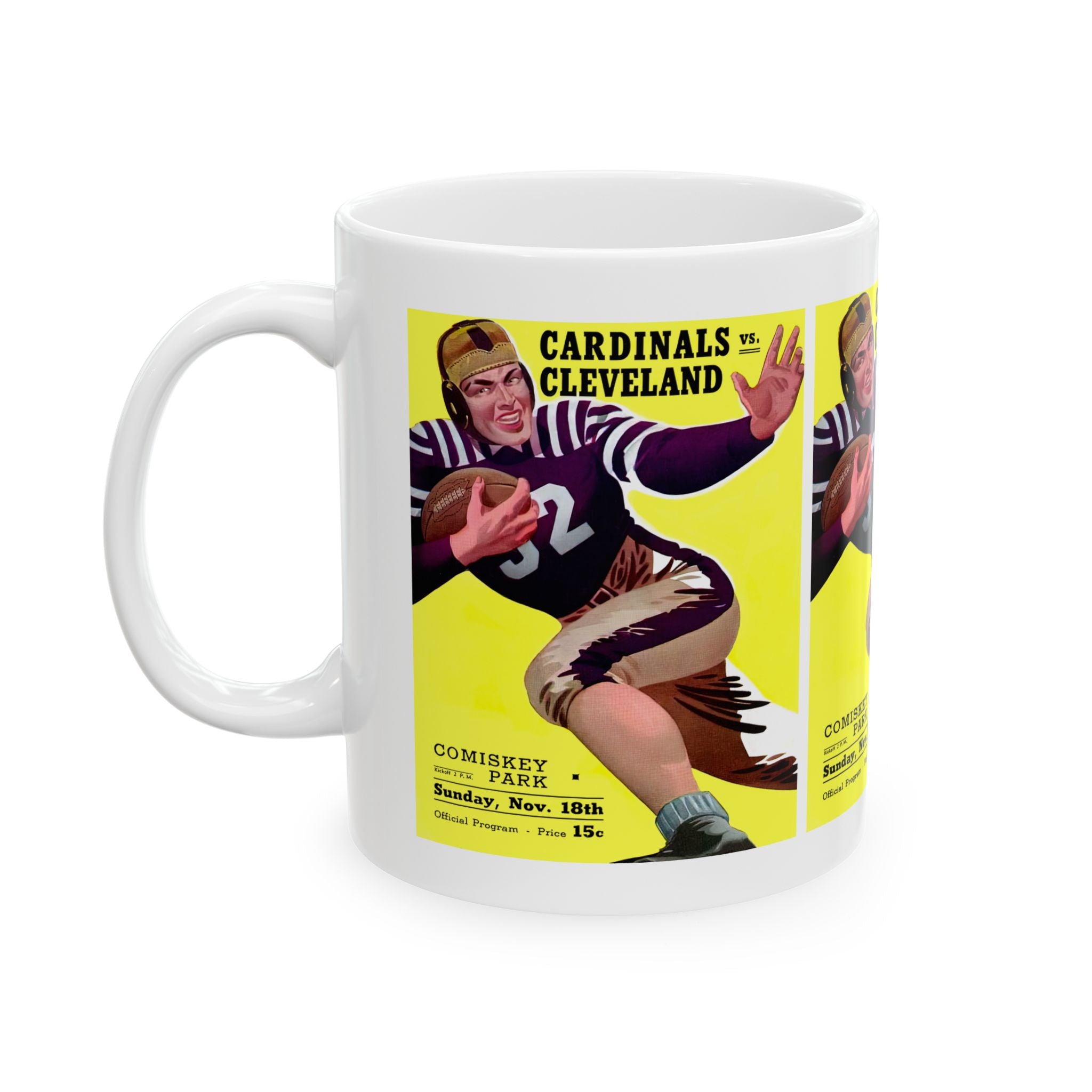 1945 Cleveland Browns - Chicago Cardinals Football Program Cover - Ceramic Mug, 11oz
