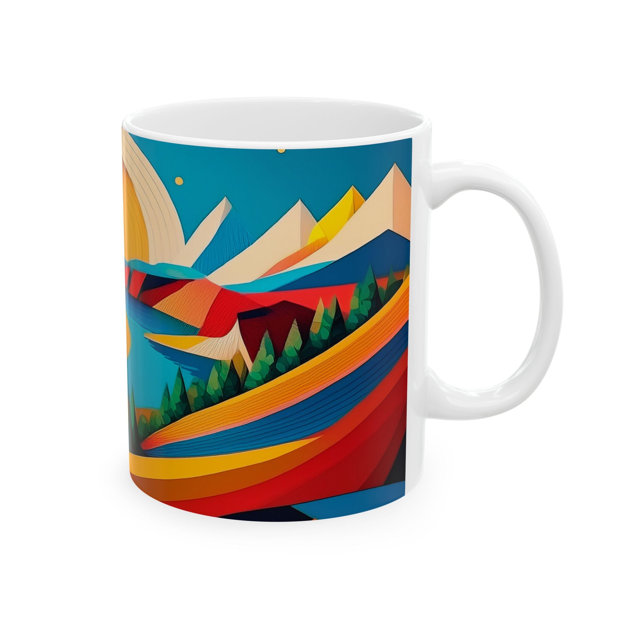 Vintage WPA/Bauhaus Style - Lake - Ceramic Mug, 11oz
