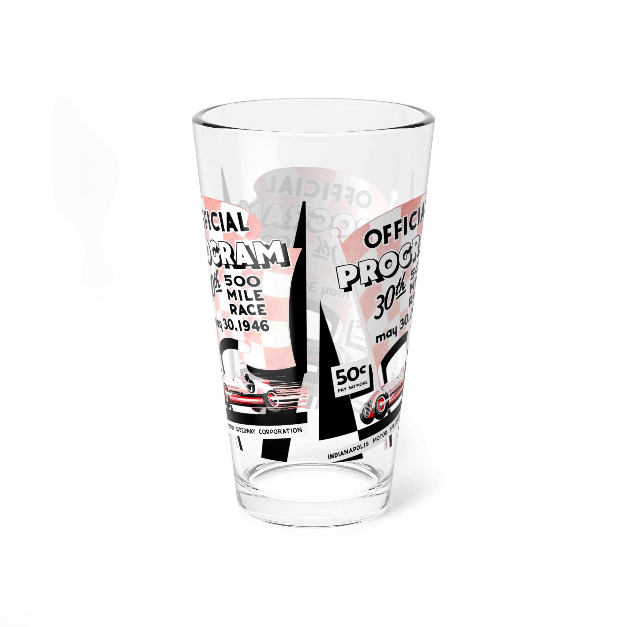 1946 Vintage Indianapolis 500 Racing Program Cover  -  Pint Glass, 16oz