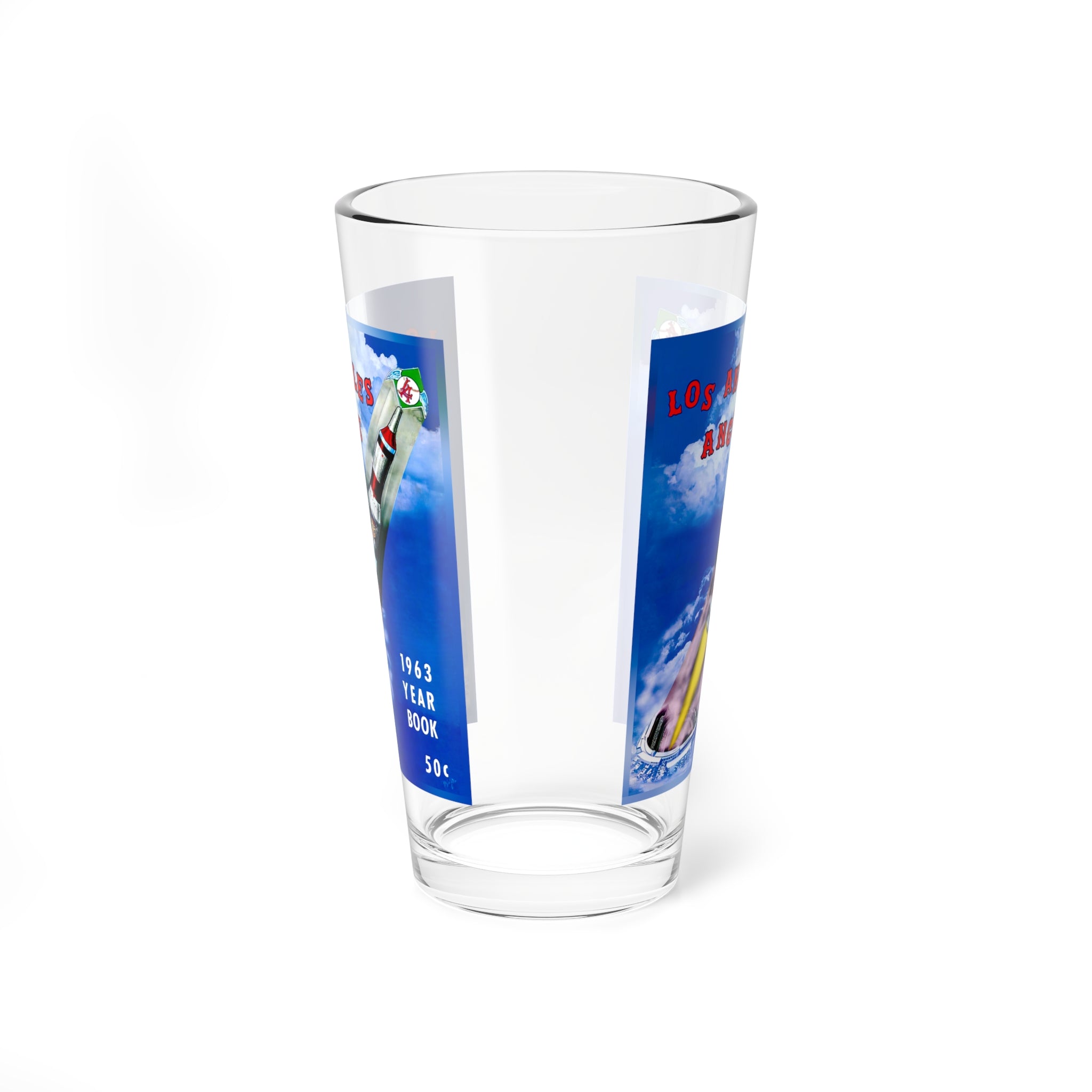 1963 Baseball Los Angeles Mixing Glass, 16oz | Vintage Sports Bar Glass