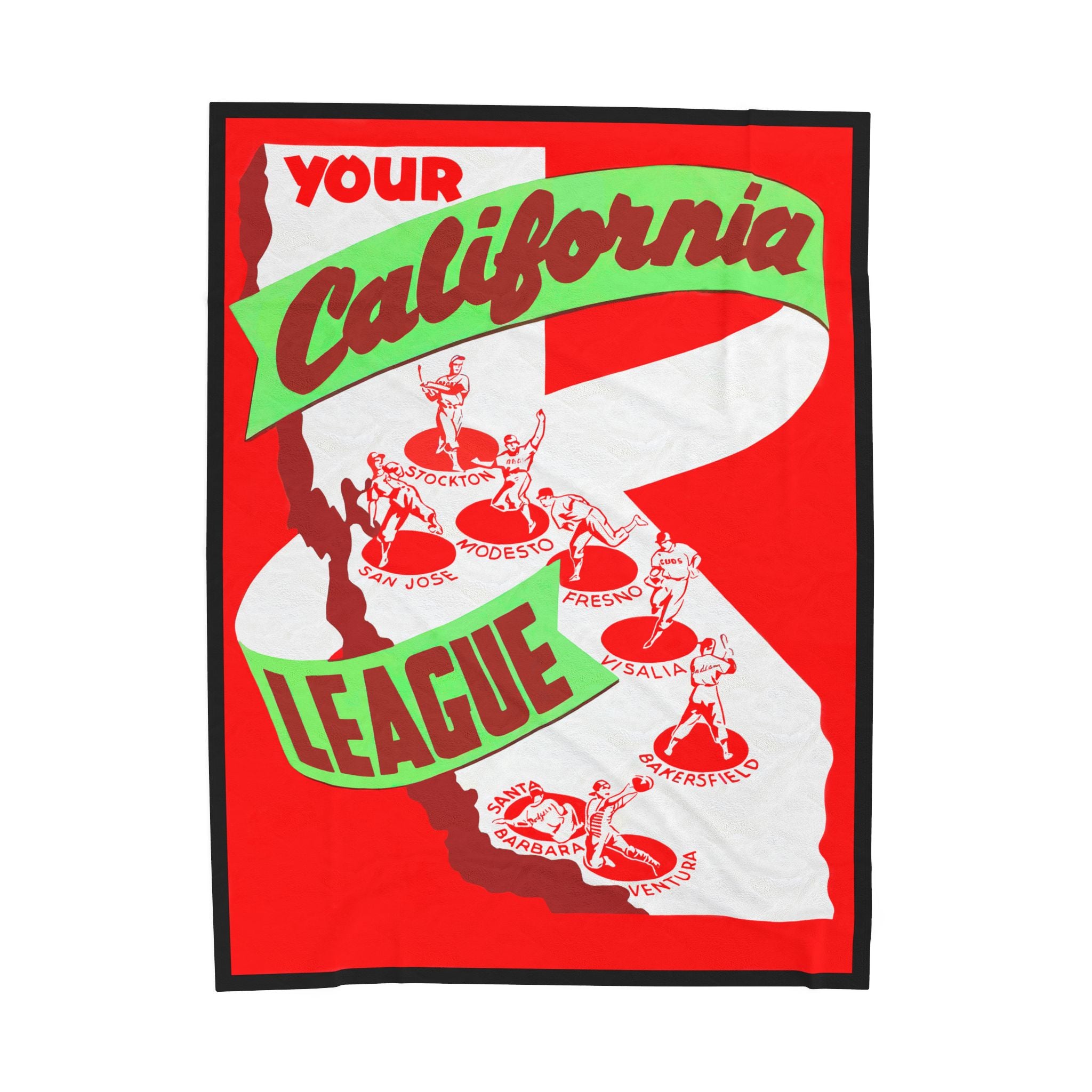 Velveteen Plush Blanket, Baseball Blanket, Sports Blanket, Baseball Fan Gift, California League Memorabilia, 1949 Baseball Throw
