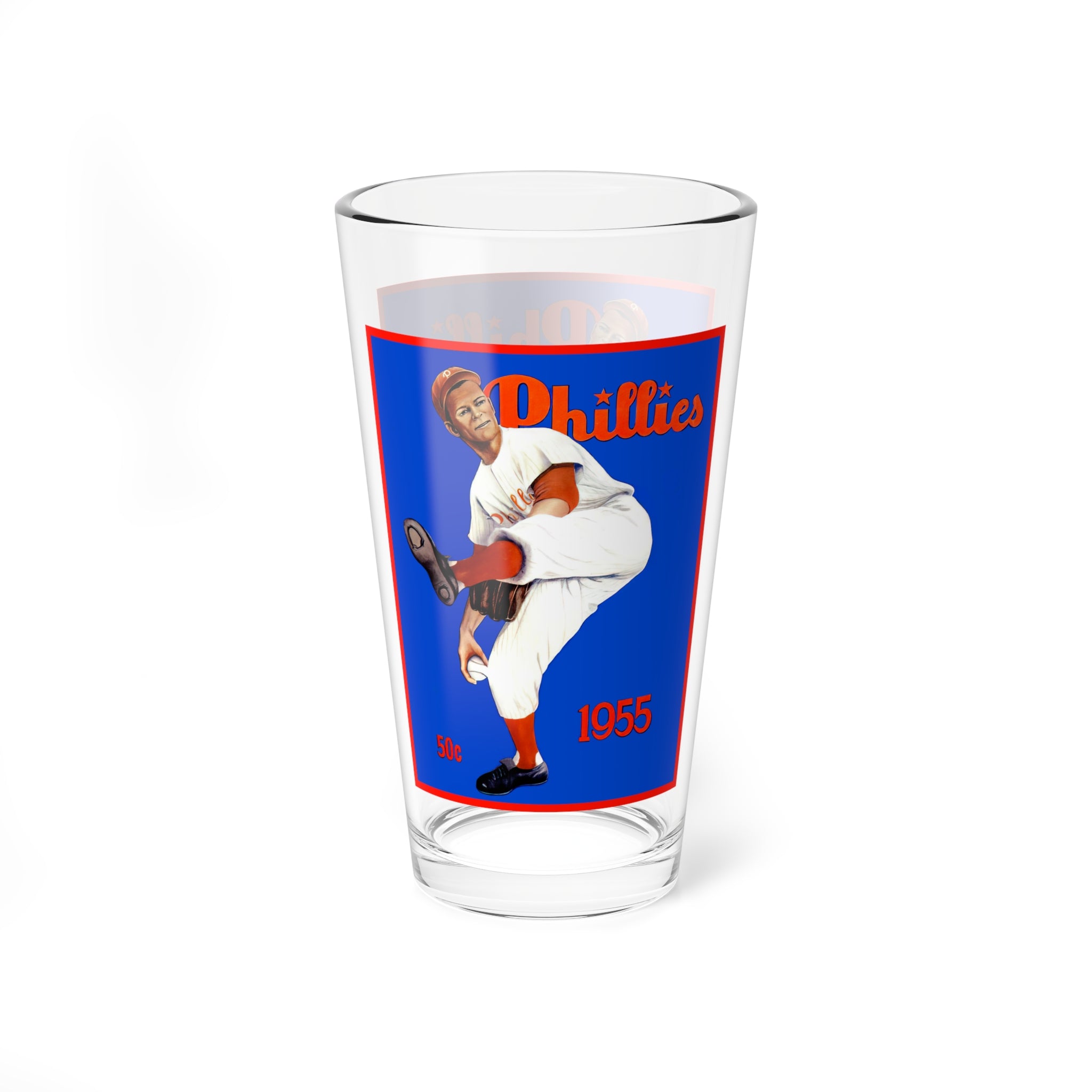 Baseball Mixing Glass, 16oz - 1955 Philadelphia Phillies Yearbook, Gift for Sports Fans, Barware, Baseball Memorabilia, Unique Gift Idea,