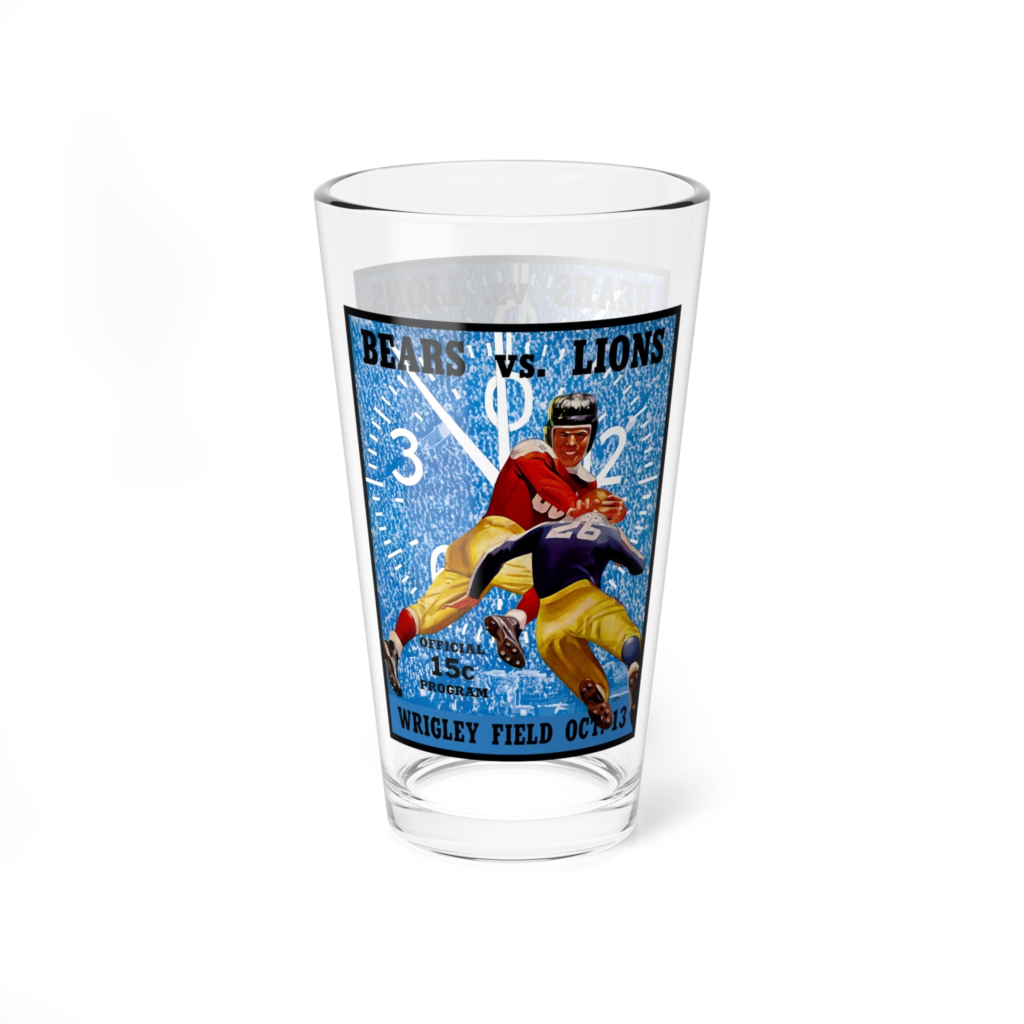 Mixing Glass, 16oz - Vintage 1940 Football Chicago Bears-Detroit Lions, Game Day Drinkware, Sports Fan Gift, Barware, Beer Glass, Tailgating