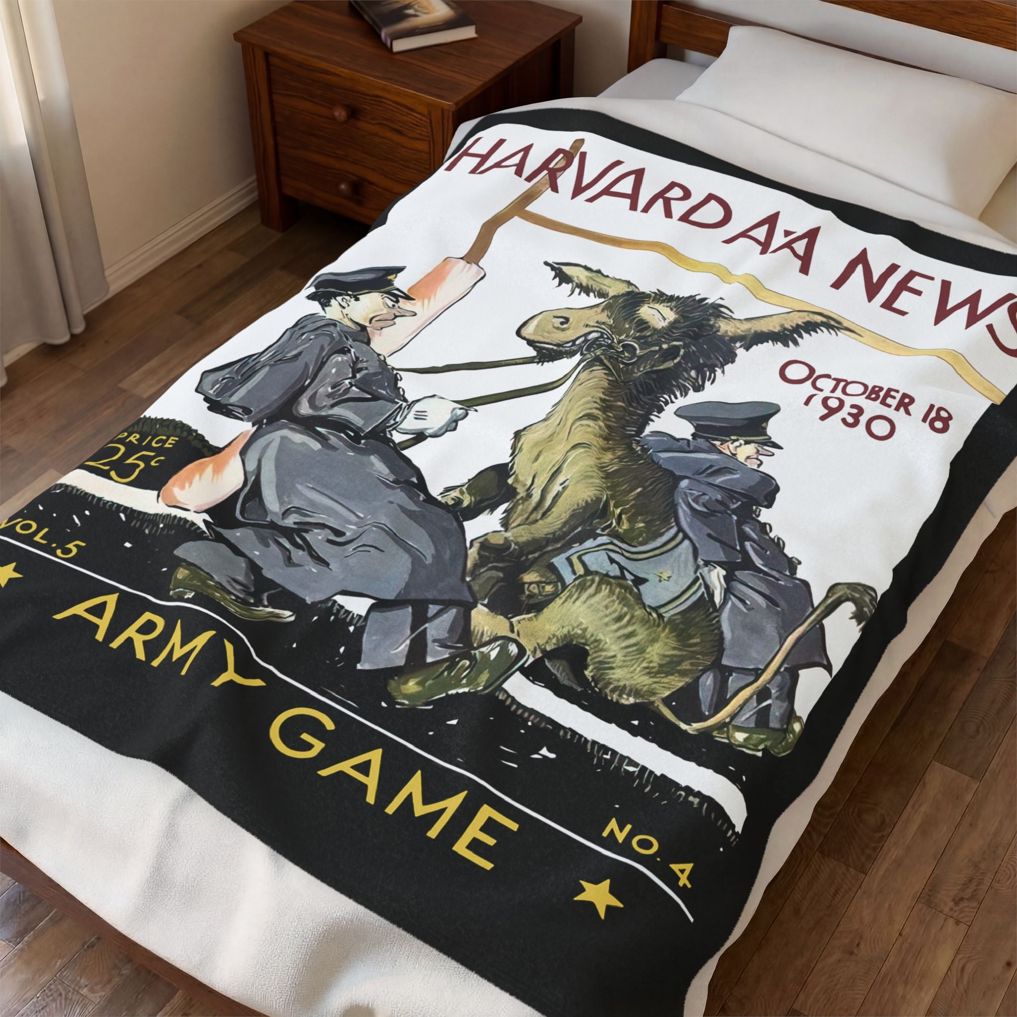 Velveteen Plush Blanket, Army-Harvard Football Program Cover, Cozy Throw, Vintage Sports Decor, Warm Bedding, Home Accent
