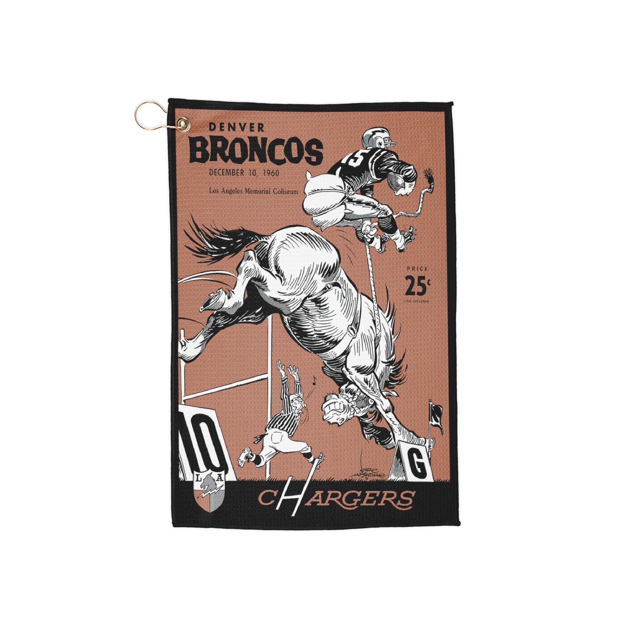 Vintage 1960 Football Golf Towel, Denver Broncos, LA Chargers, Sports Fan Gift, Golf Accessories, Retro Sports Towel