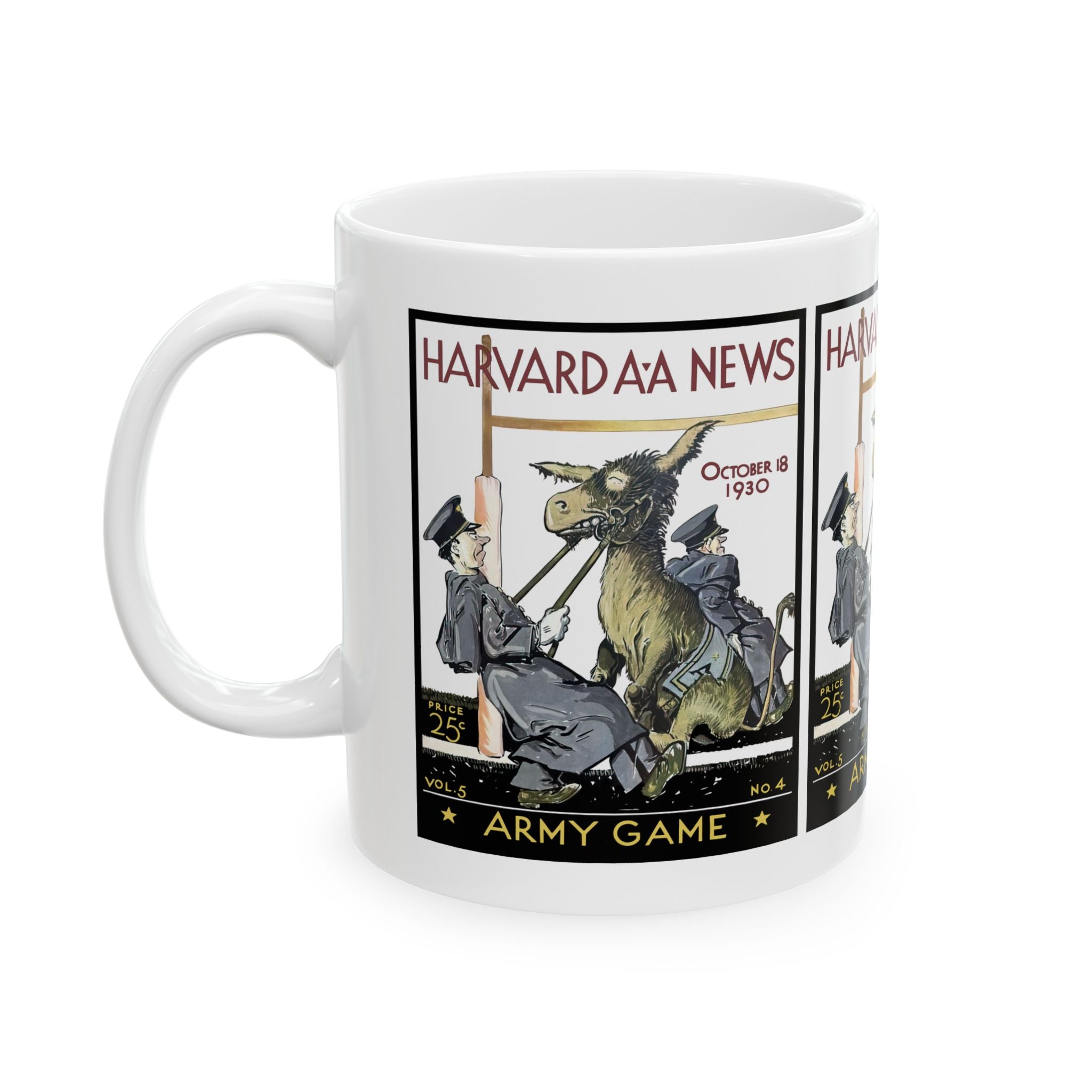 Vintage Army-Harvard Football Program Cover Ceramic Mug, 1930 Sports Fan Gift, Coffee Cup, Retro Football Memorabilia, Father's Day Present,