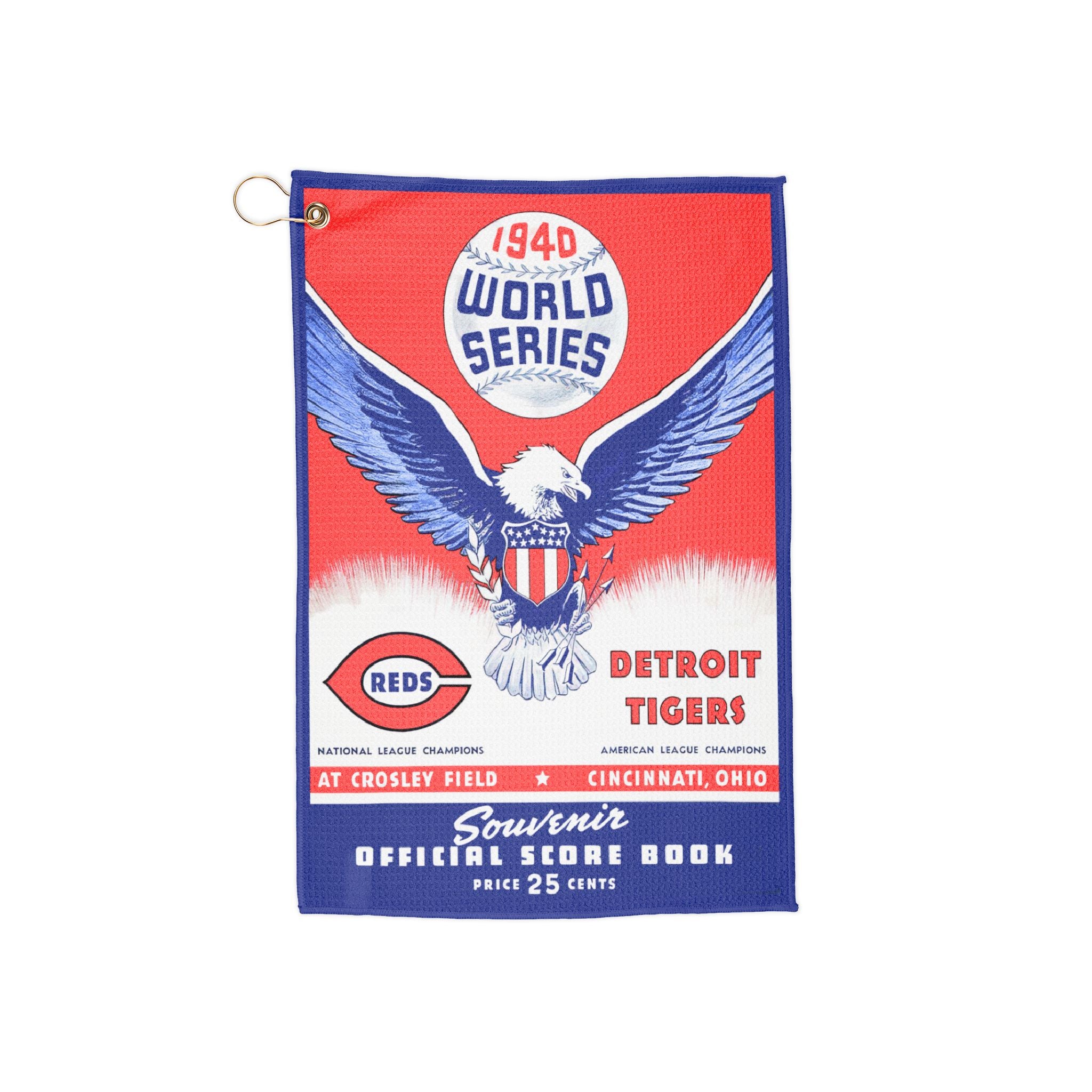Retro Sports Golf Towels, Detroit Tigers-Cincinnati Reds Baseball World Series 1940, Vintage Golf Gift, Golf Accessories, Athlete
