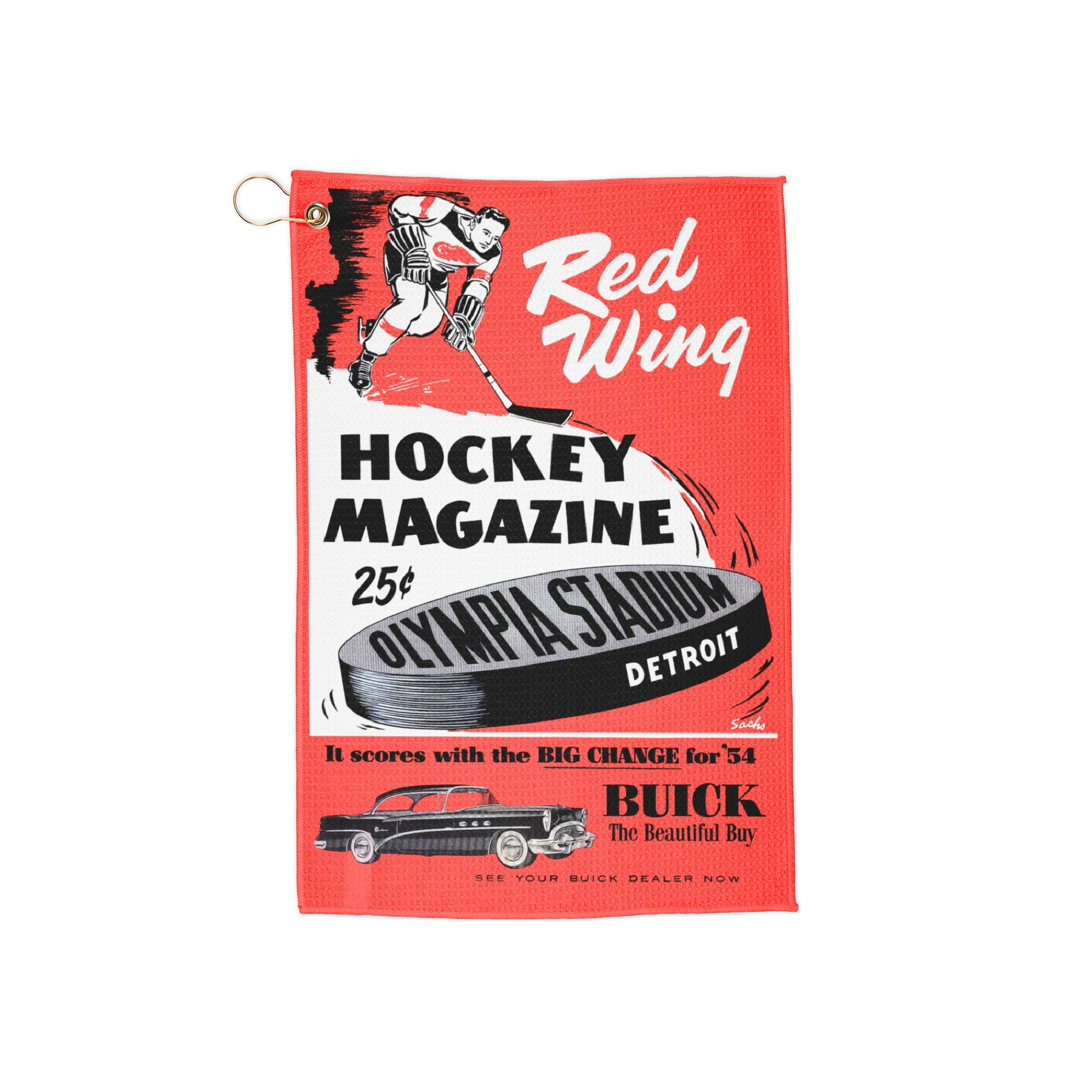 Golf Towels with 1954 Hockey Detroit Red Wings Design - Vintage Sports Fan Gift, Golf Accessories, Retro Sports Towel Set, Golf Towel for