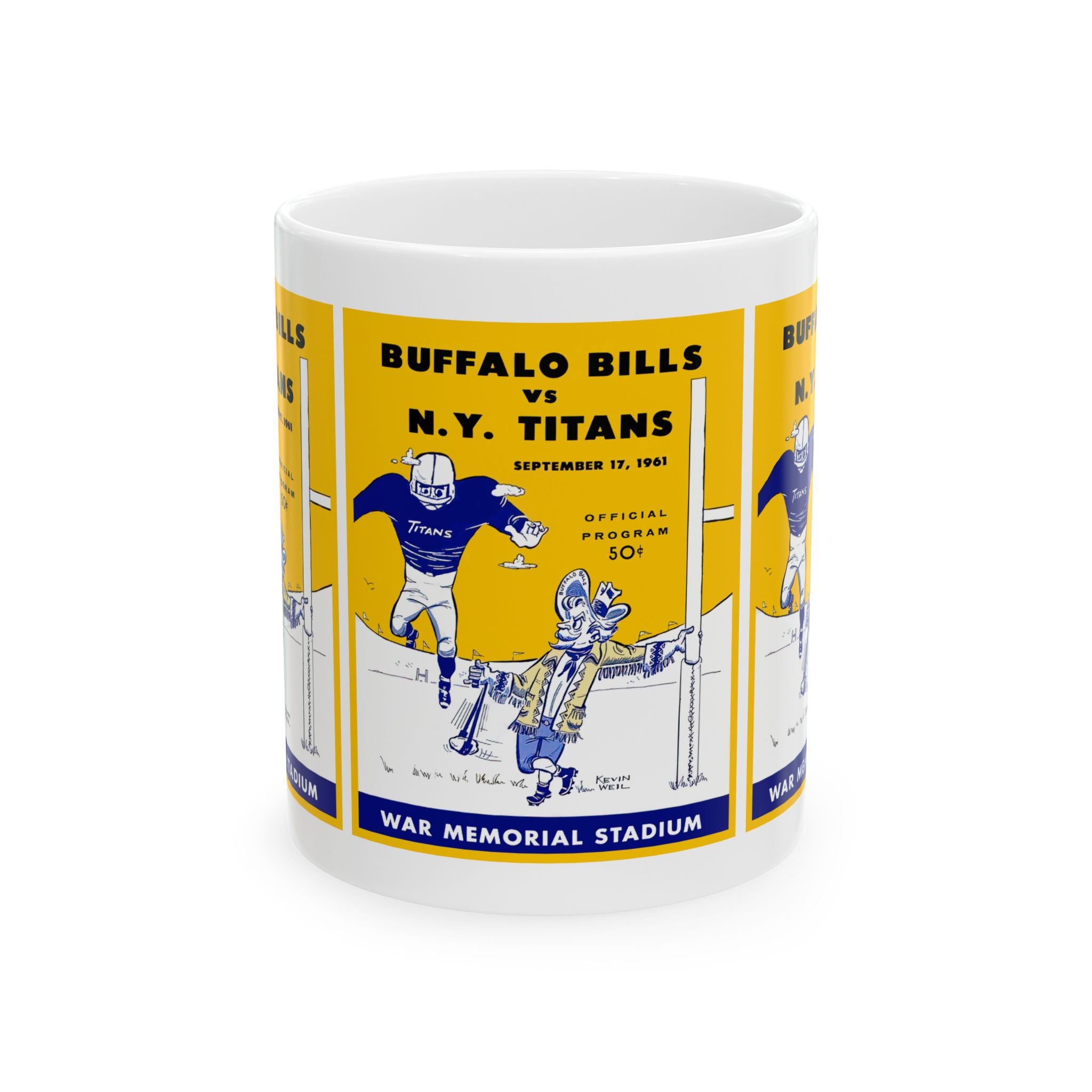 1961 Vintage Buffalo Bills-New York Titans Football Program Cover - Ceramic Mug, 11oz
