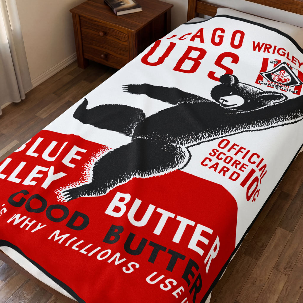 Velveteen Plush Blanket - 1939 Baseball Chicago Cubs, Sports Throw, Cozy Cubs Fan Gift, Retro Sports Decor, Baseball Lover Gift