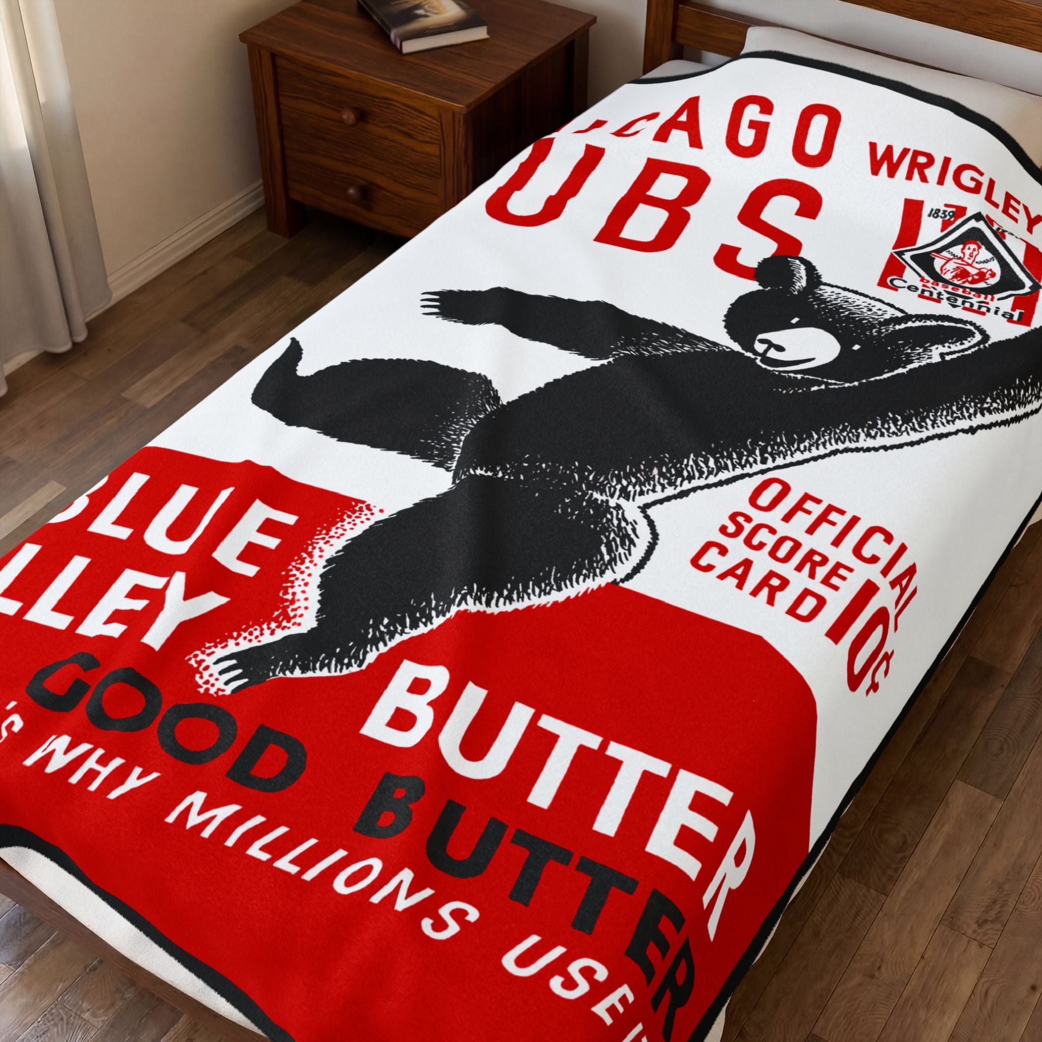 Velveteen Plush Blanket - 1939 Baseball Chicago Cubs, Sports Throw, Cozy Cubs Fan Gift, Retro Sports Decor, Baseball Lover Gift