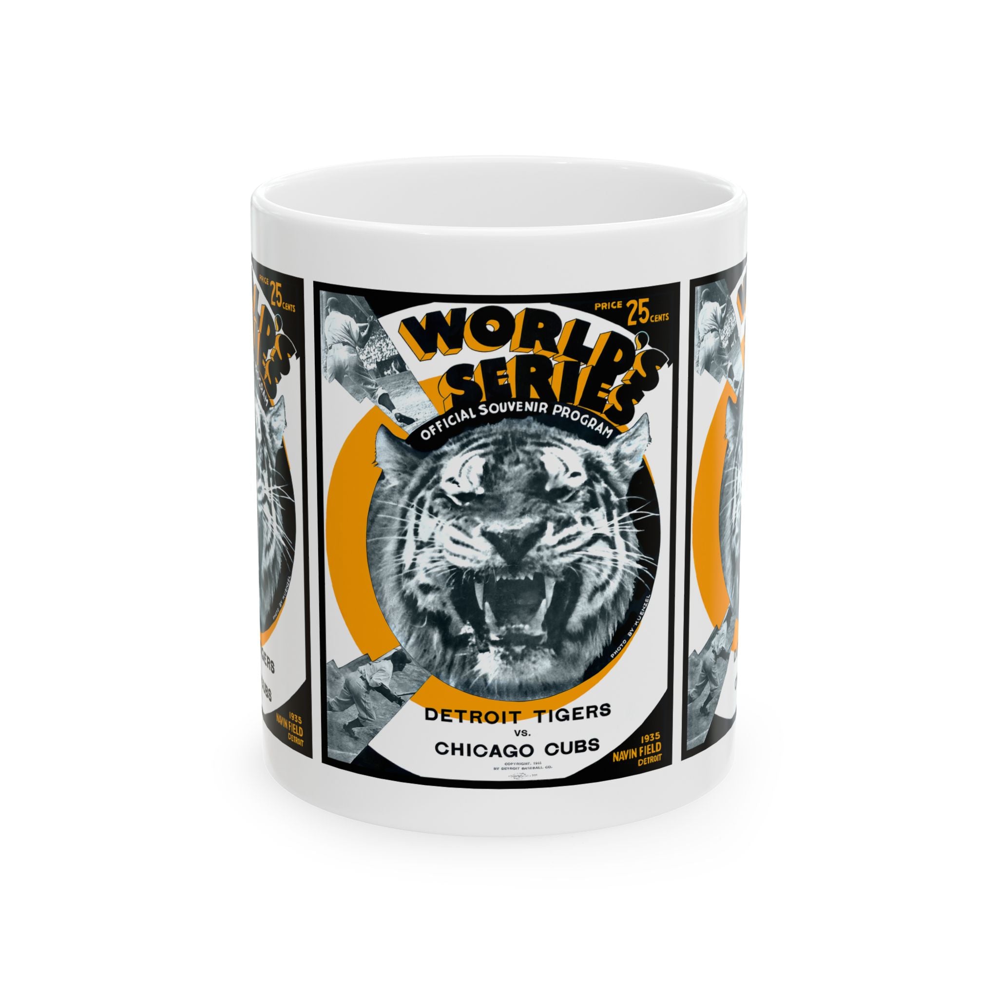 Vintage Baseball World Series Ceramic Mug, 1935 Tigers Cubs, Sports Fan Gift, Coffee Cup, Tea Mug, Baseball Memorabilia Decor, Gift for Dad