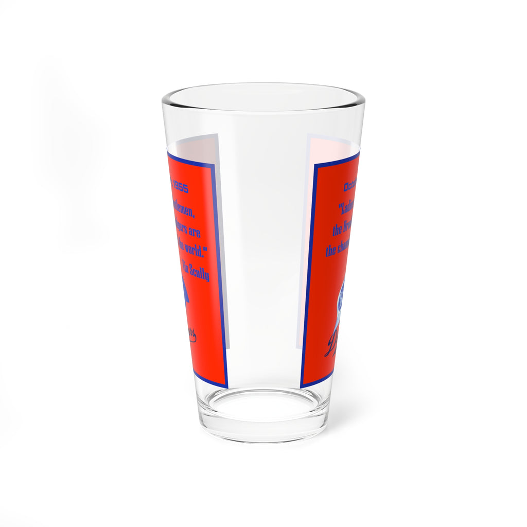 1955 Vin Scully Brooklyn Dodgers Mixing Glass — 16oz Baseball Tribute