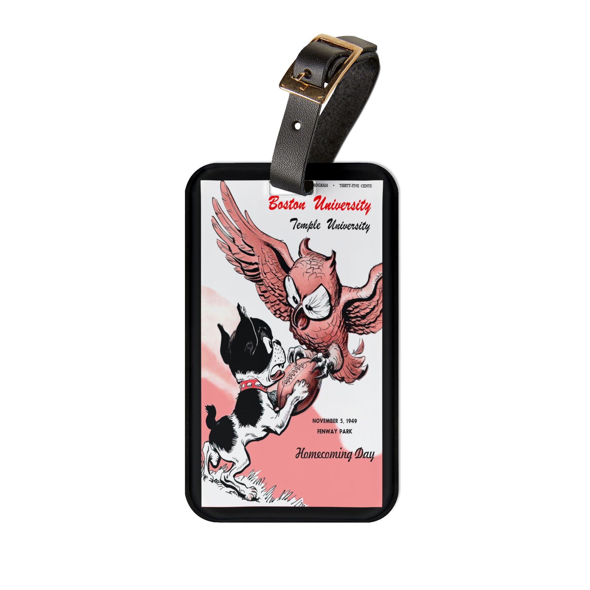 1949 Football Temple Boston Luggage Tag | Vintage Sports ID Bag Tag