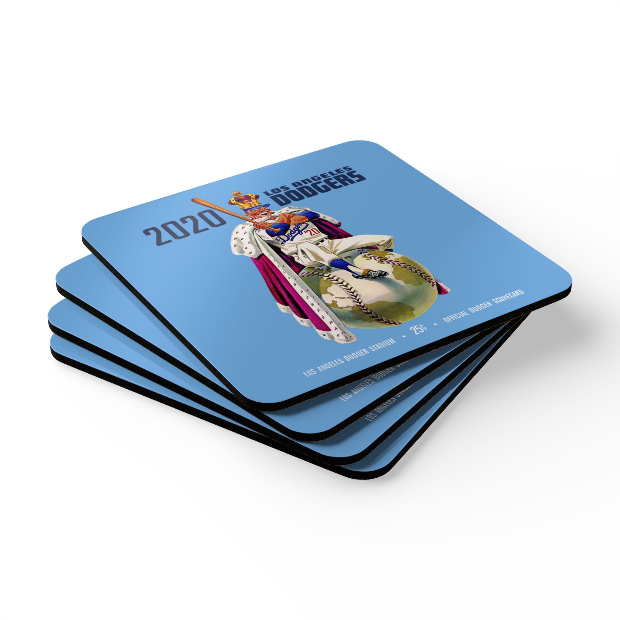 2020 Los Angeles Dodgers World Series Champions - Corkwood Coaster Set