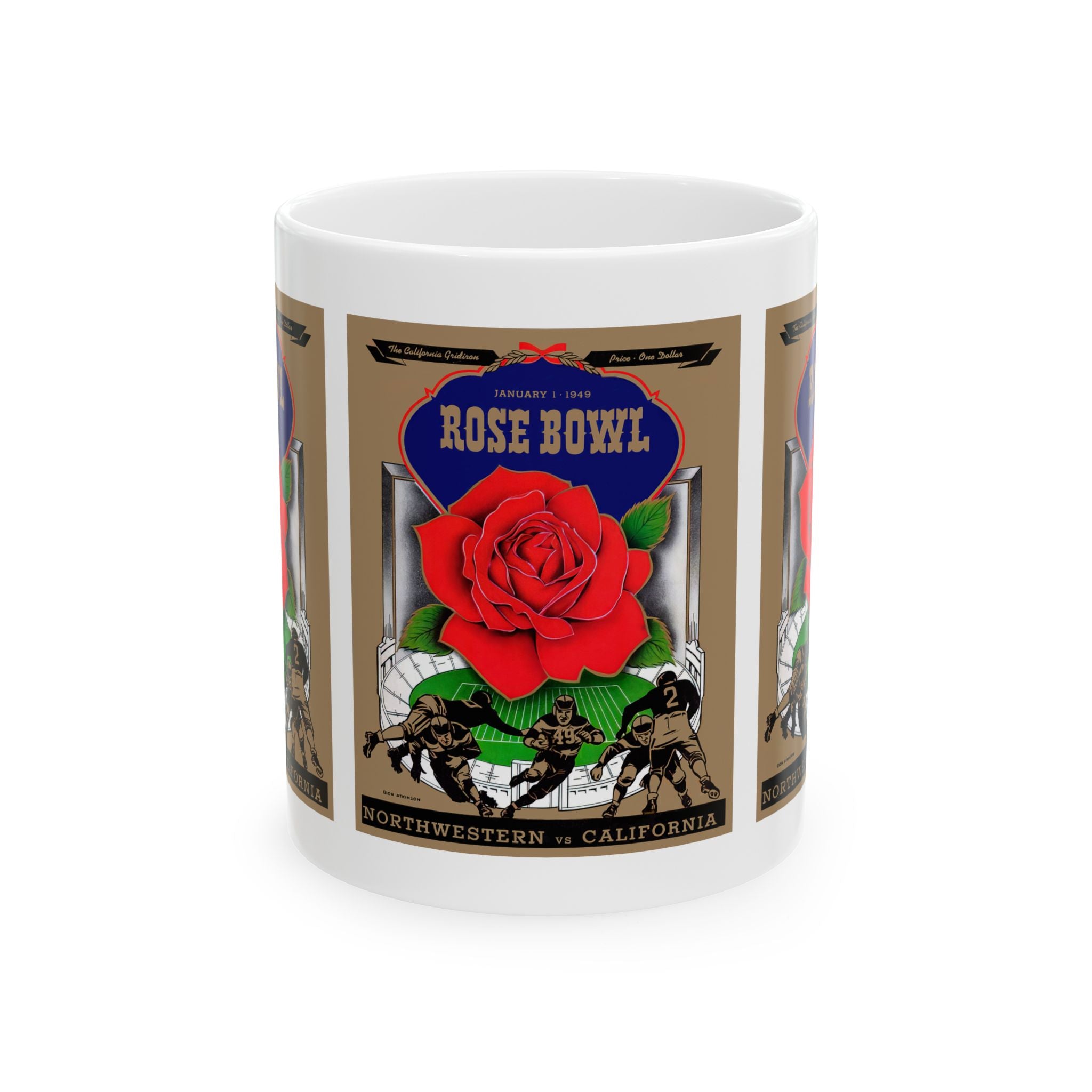1949 Vintage Rose Bowl - Northwestern Wildcats - California Bears Football Program Cover - Ceramic Mug, 11oz