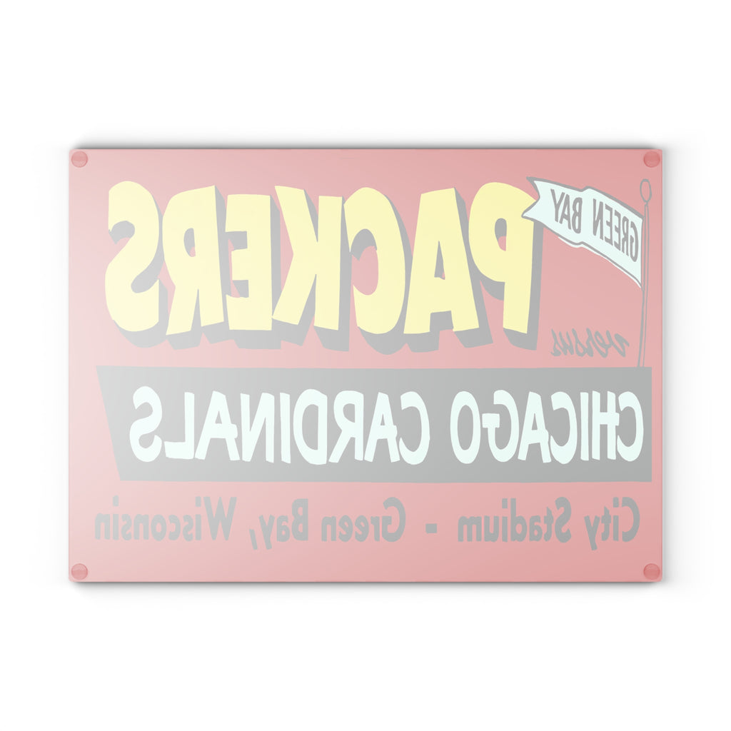 Vintage 1955 Packers - Cardinals Football Glass Cutting Board, Cutting Board, Kitchen Decor, Cheese Board, Sports Fan Gift, Housewarming,