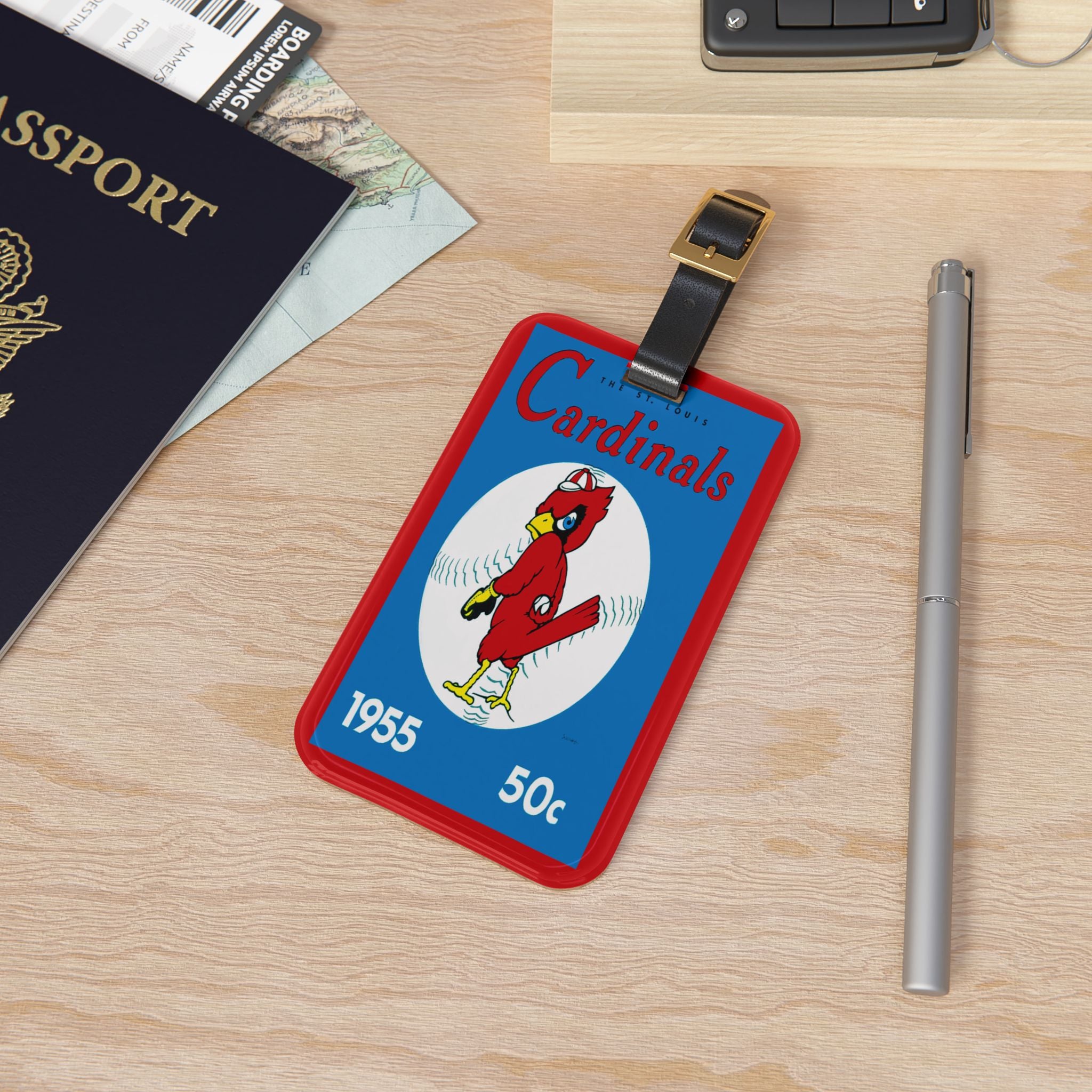 1955 Baseball St Louis Luggage Tag | Vintage Sports Travel ID