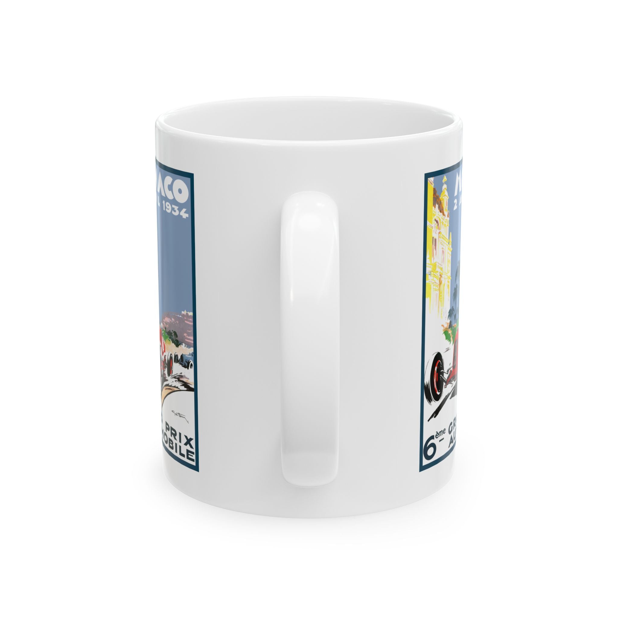 Vintage Racing Monaco Ceramic Mug, 1934 Retro Coffee Cup, Motorsport Racing Gift, Formula 1 Ceramics, Race Car Lover Tea Mug, Grand Prix Fan